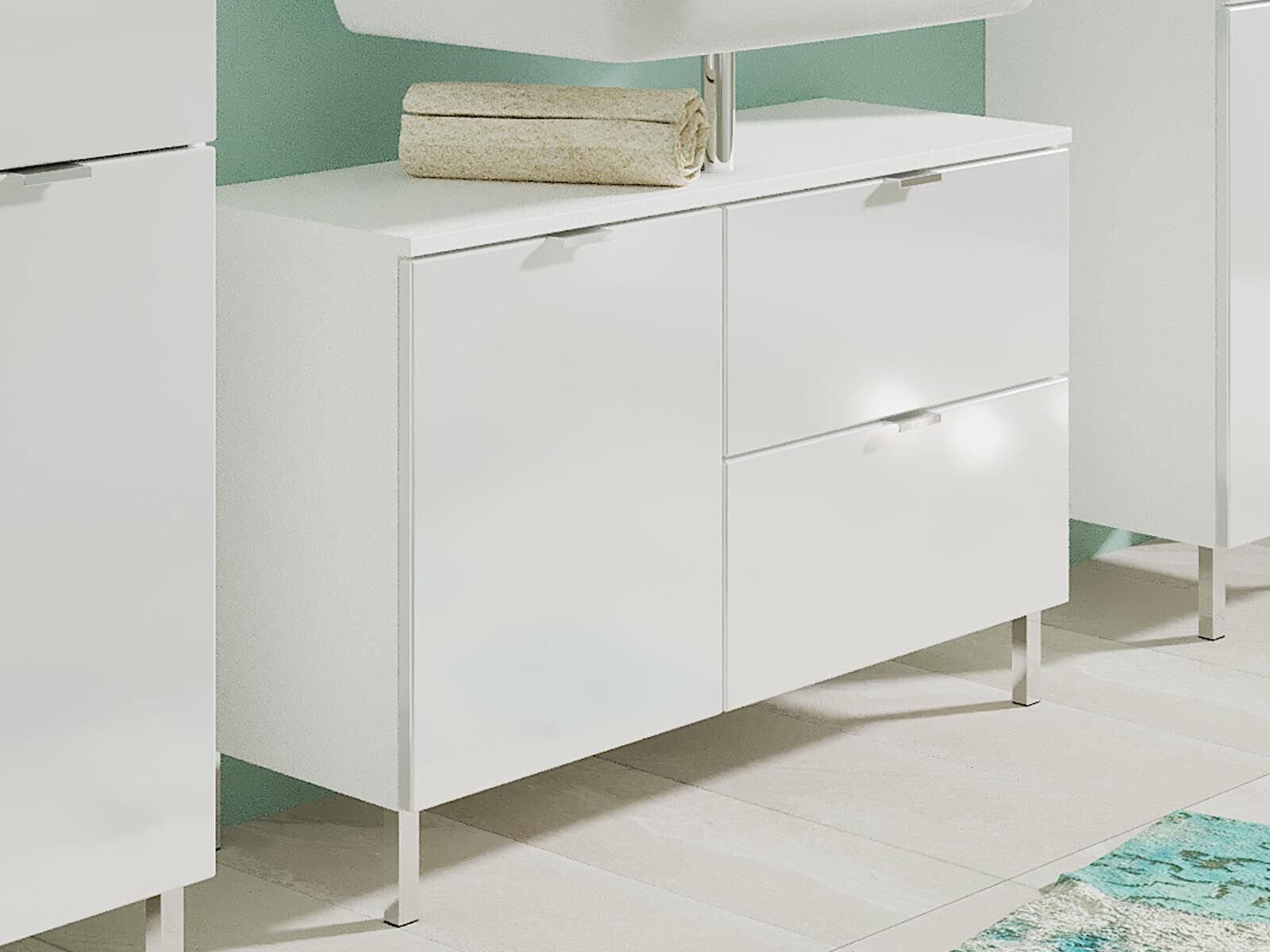 Wastafel kast MANAU 2 deuren en 1 lade wit 