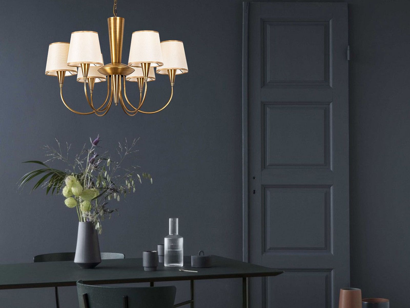 Luster OLGA 6 lampen goud 