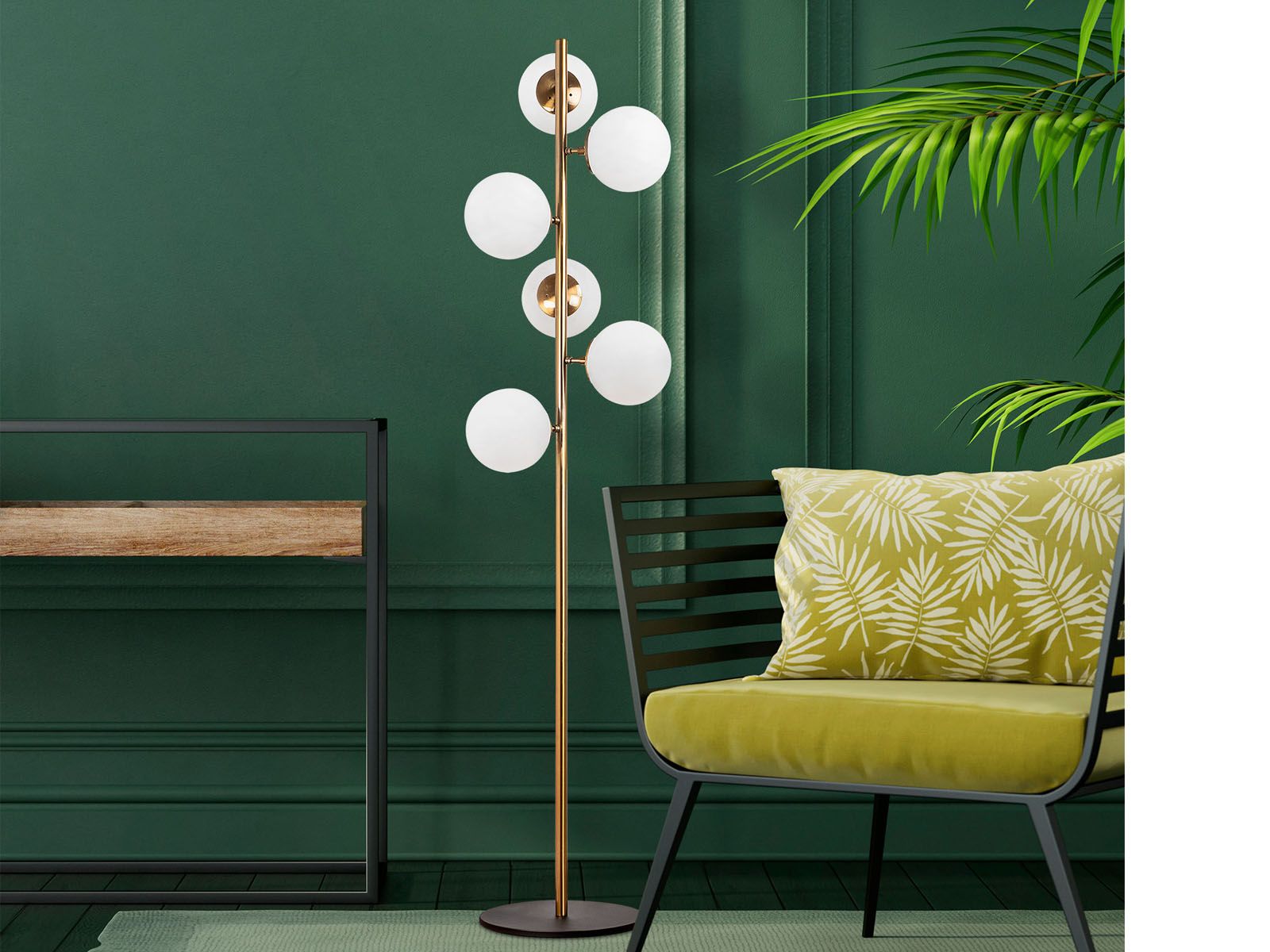 Staande lamp ZAGALLO 6 lampen vintage 