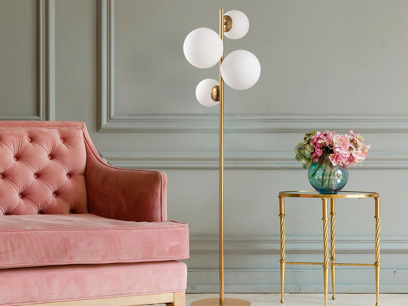 Staande lamp FARAH 4 lampen goud 