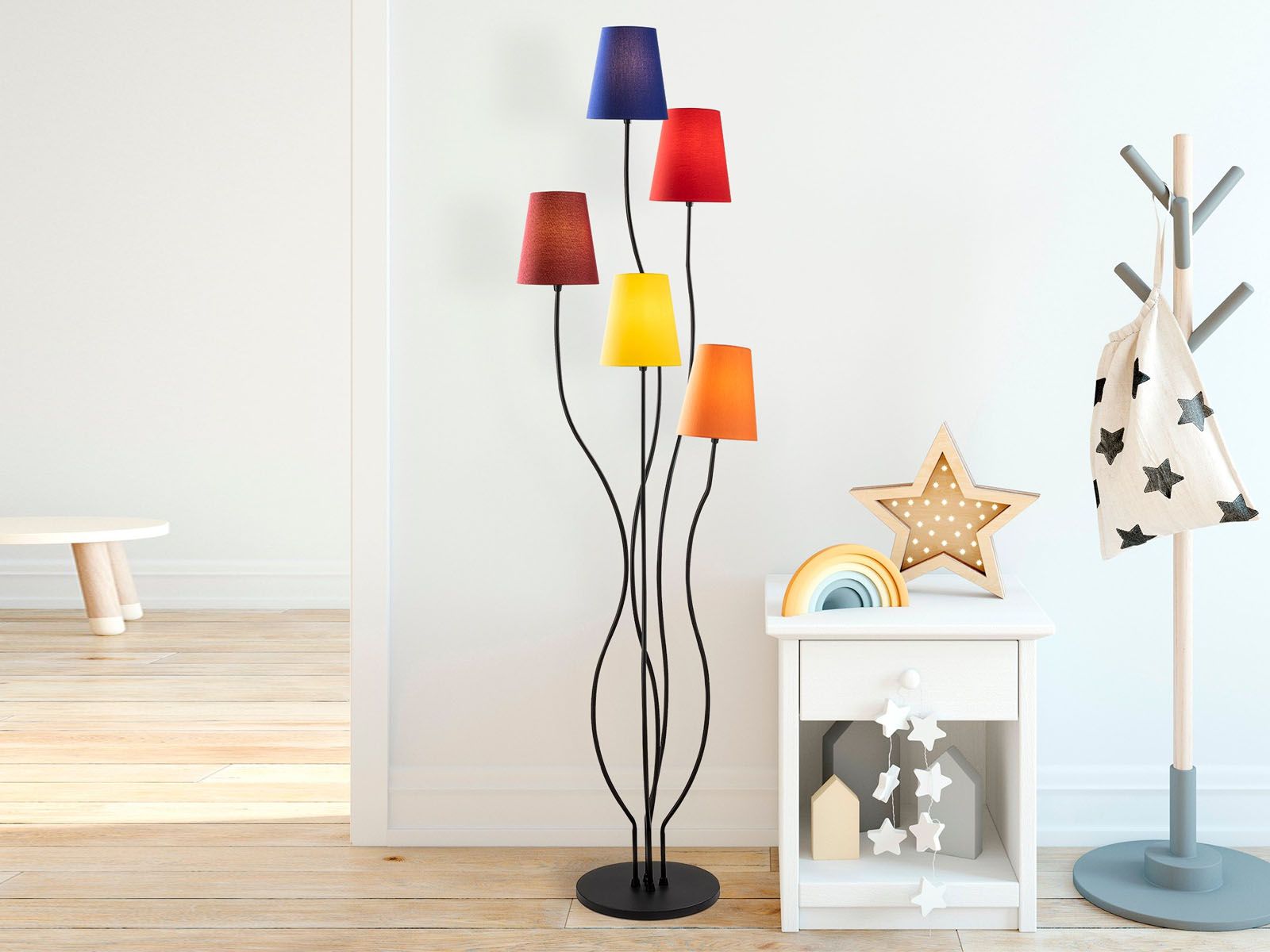 Staande lamp BONOBO 5 lampen multi kleuren 