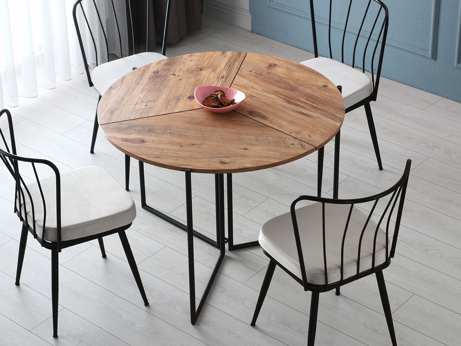 Inklapbare eettafel YARI ⌀ 100 cm atlantische pijnboom 