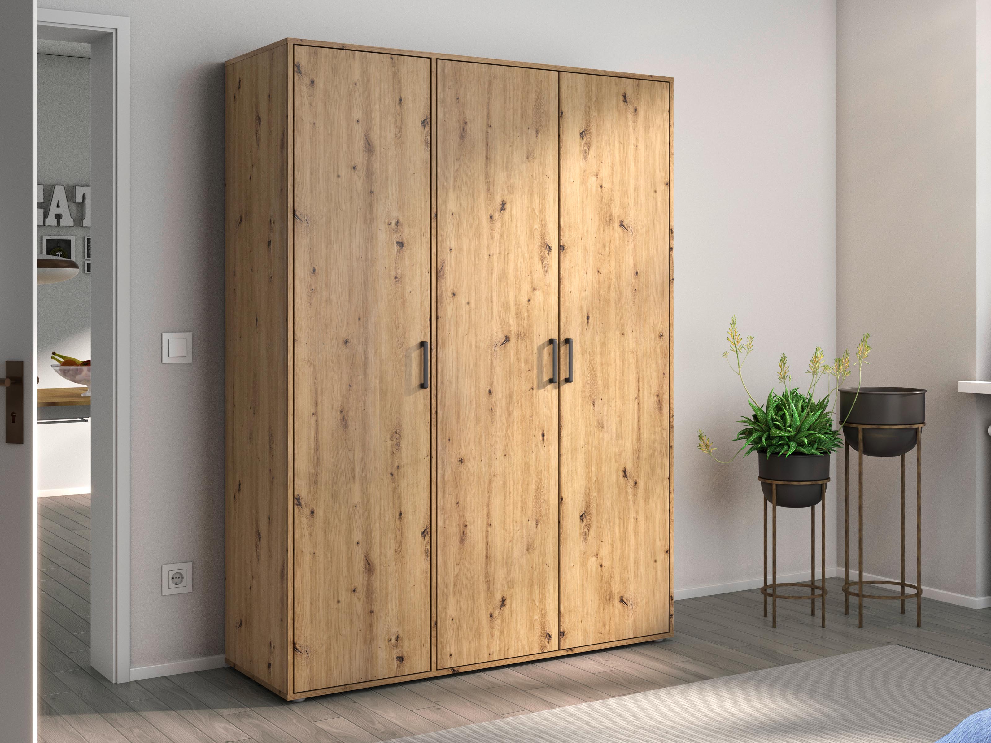 Kledingkast VOLTARI 3 deuren artisan eik 