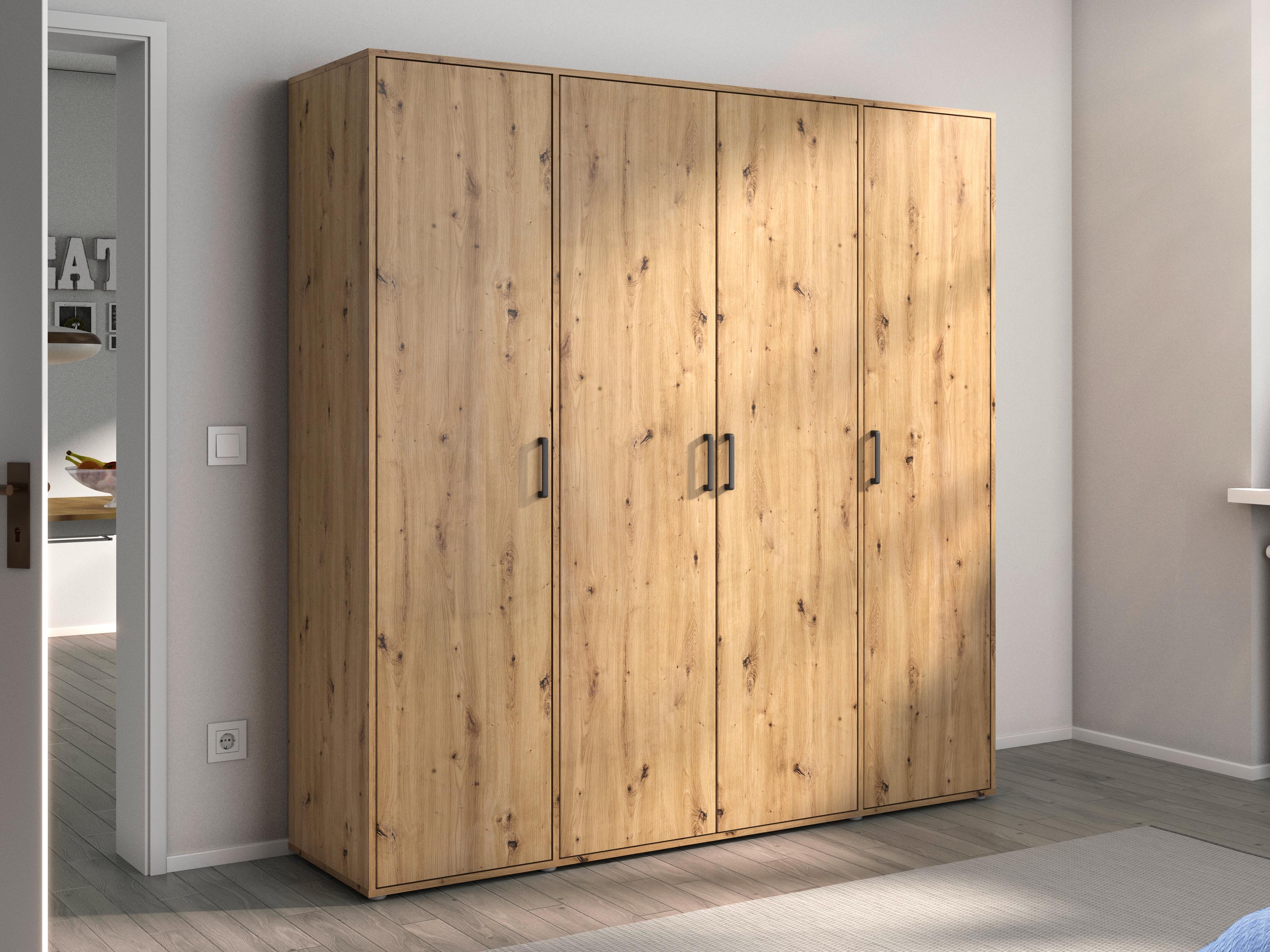 Kledingkast VOLTARI 4 deuren artisan eik 