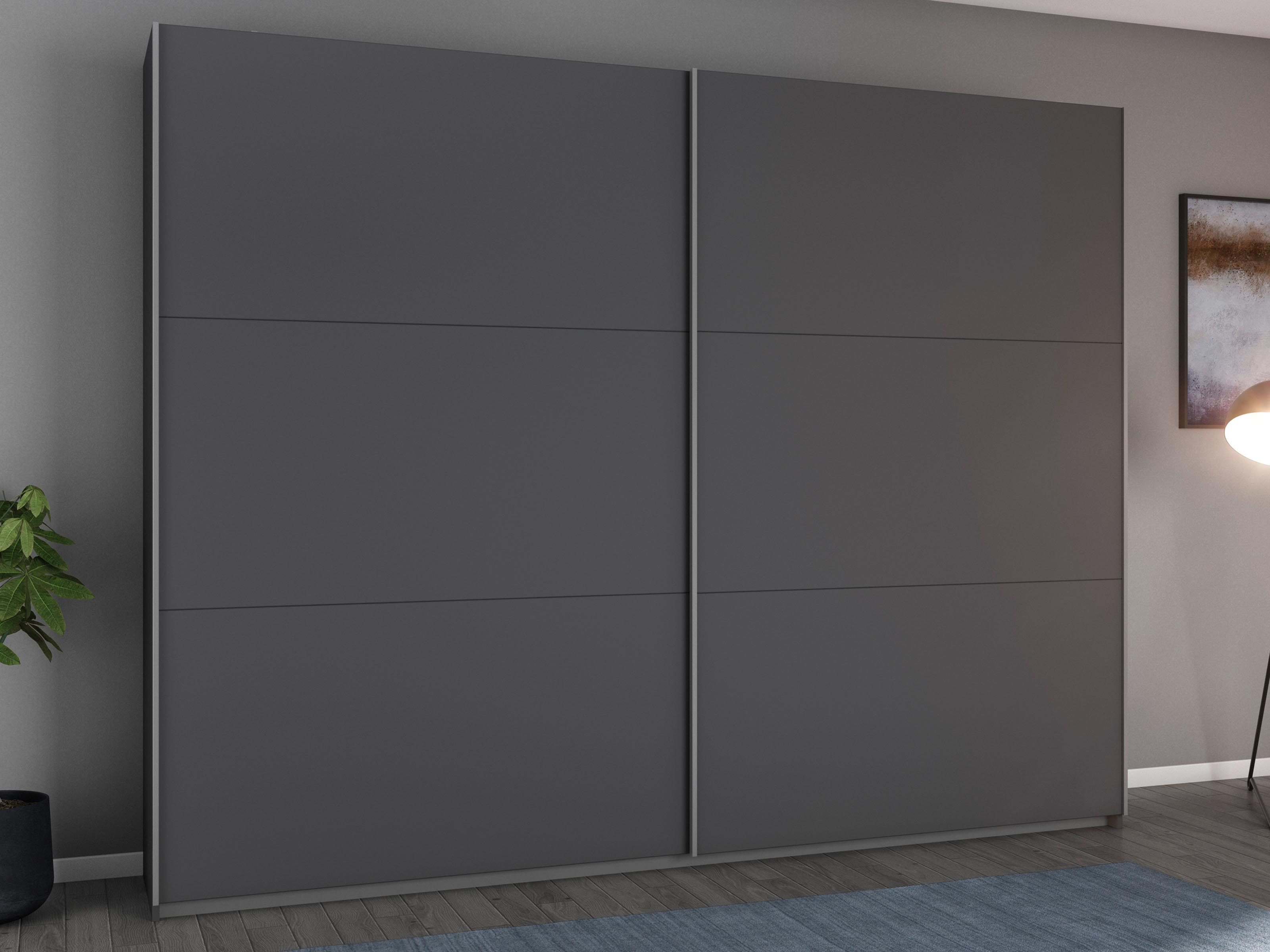 Kledingkast AYOSO 2 schuifdeuren 261 cm metaalgrijs 