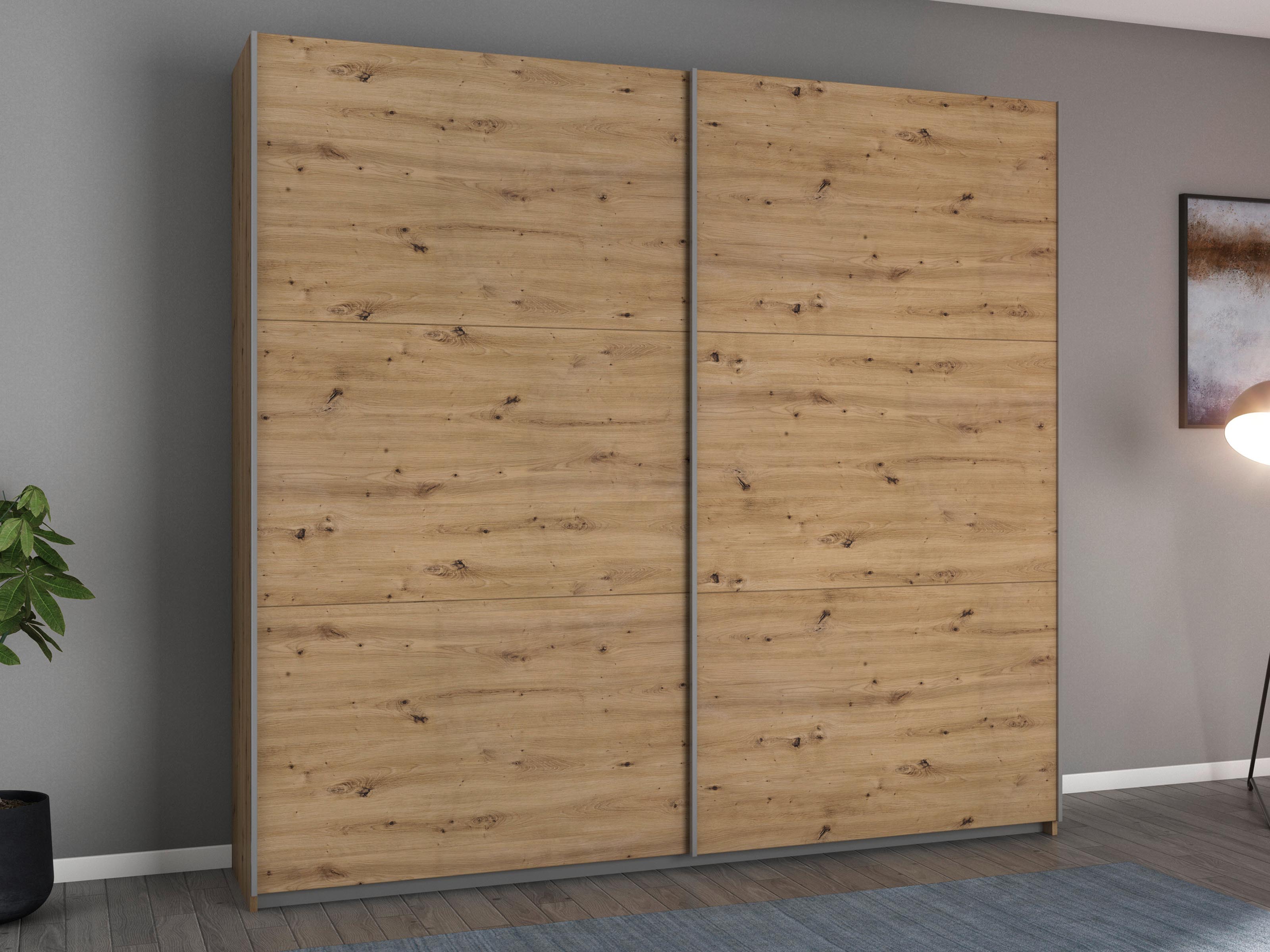 Kledingkast AYOSO 2 schuifdeuren 218 cm artisan eik 