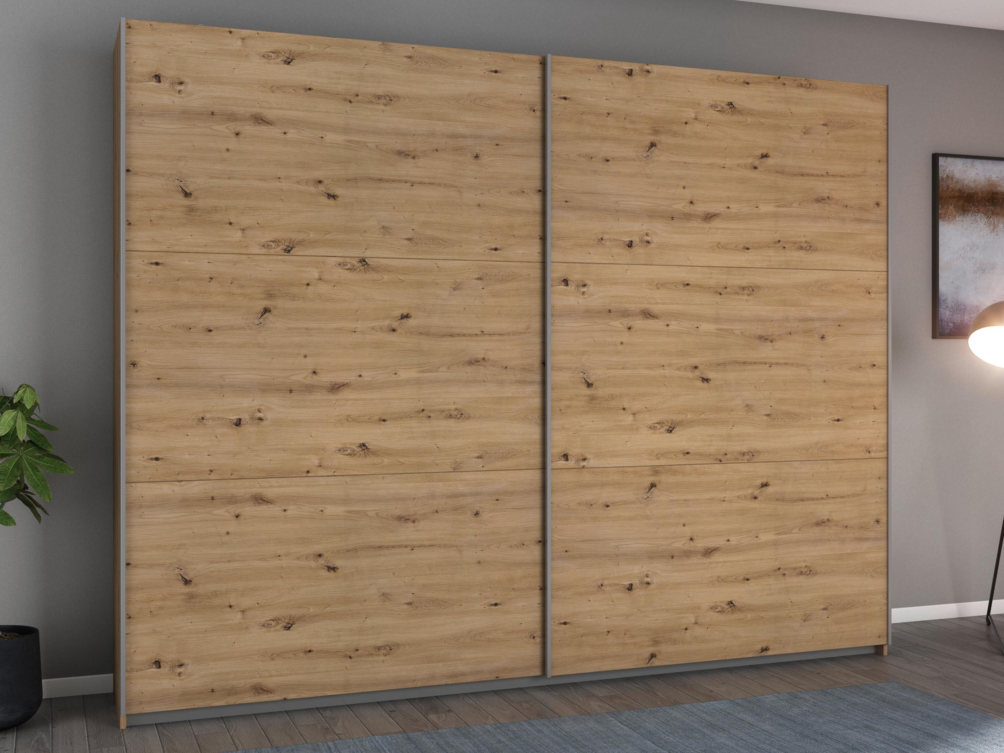 Kledingkast AYOSO 2 schuifdeuren 261 cm artisan eik 