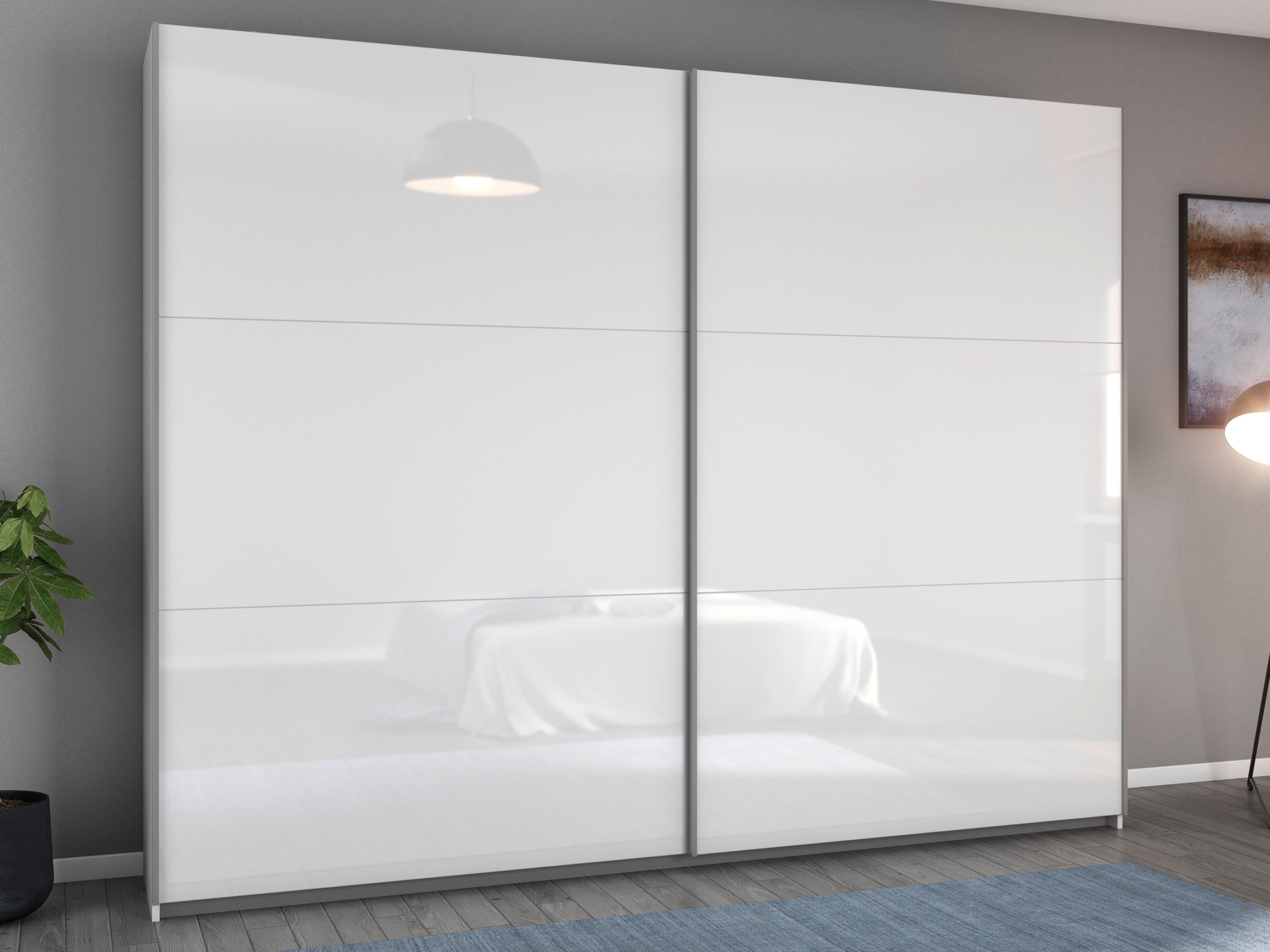 Kledingkast AYOSO 2 schuifdeuren 261 cm wit 