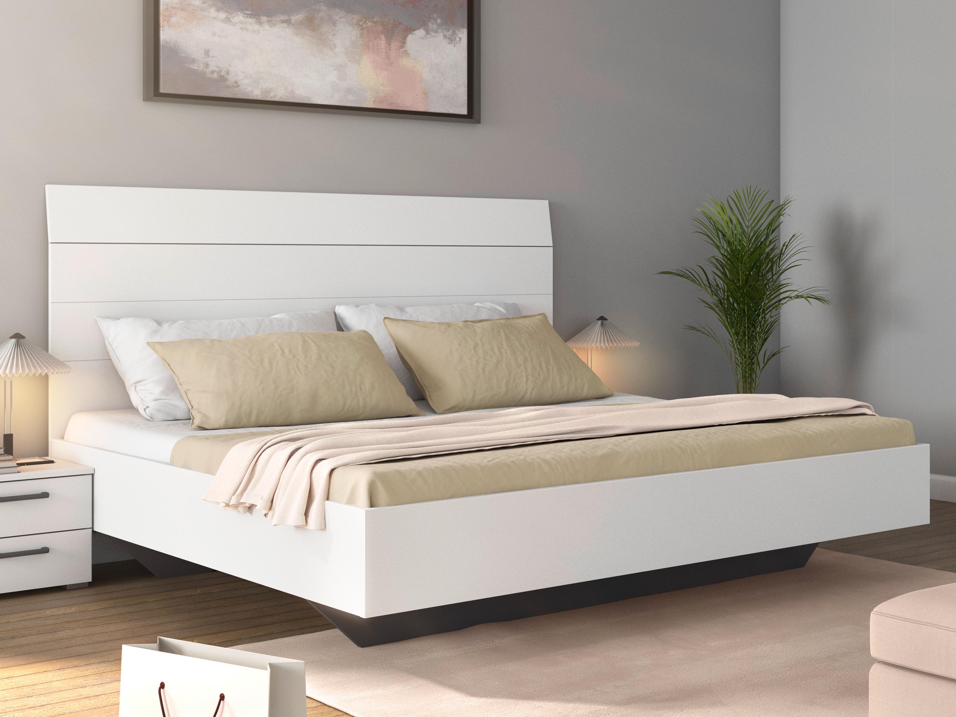 Tweepersoonsbed FLORILLA 180x200 cm wit 