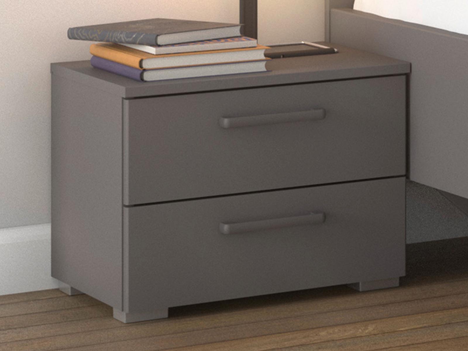 Nachtkastje FLORILLA 2 lades metaalgrijs 