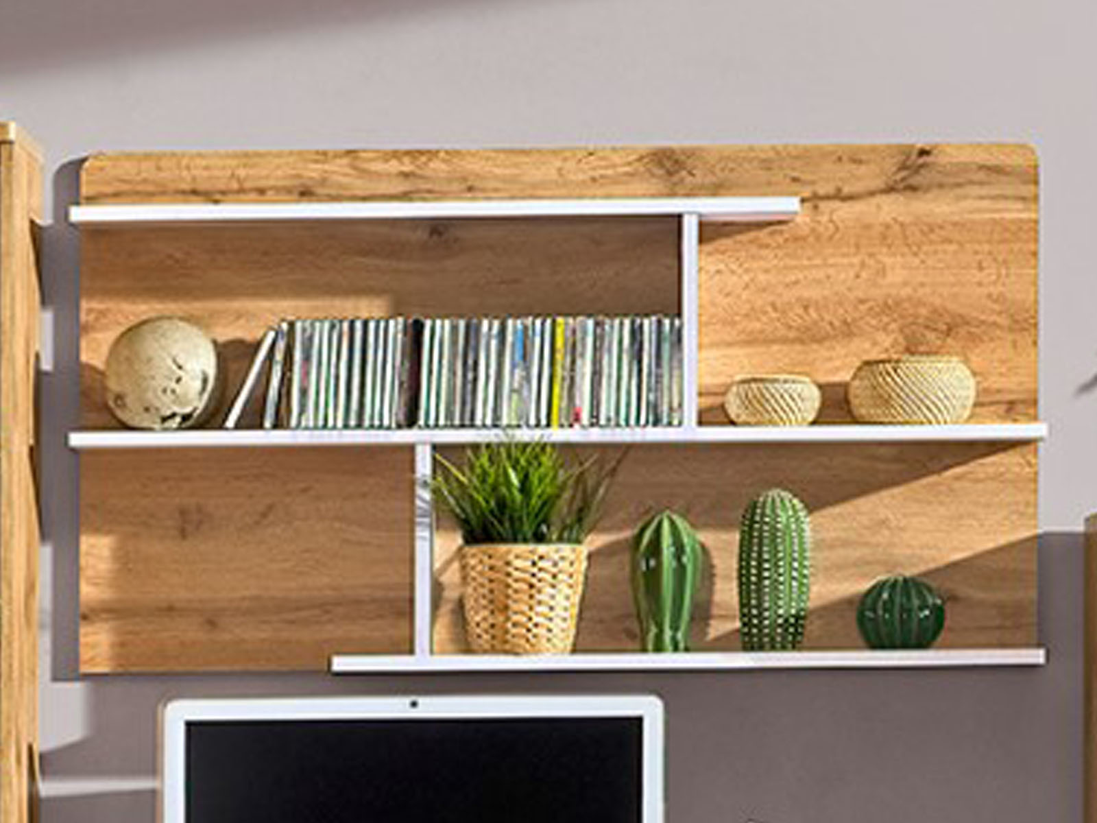 Wandplank ARKEA 110 cm wit/wotan eik 