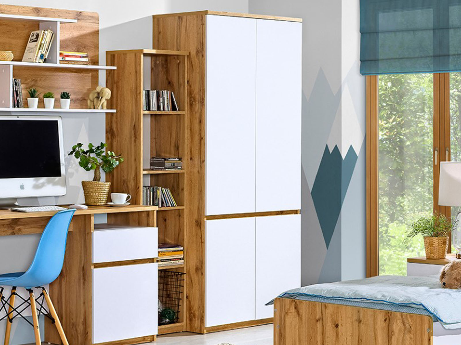 Kast ARKEA 4 deuren wit/wotan eik 