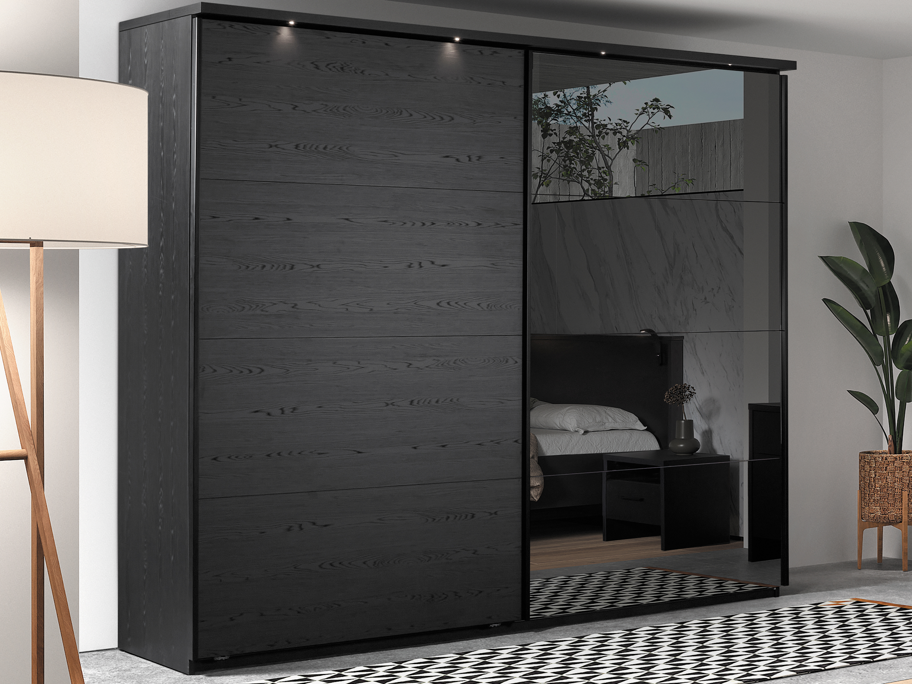 Kledingkast ROSITA 2 schuifdeuren 245 cm met spiegel 