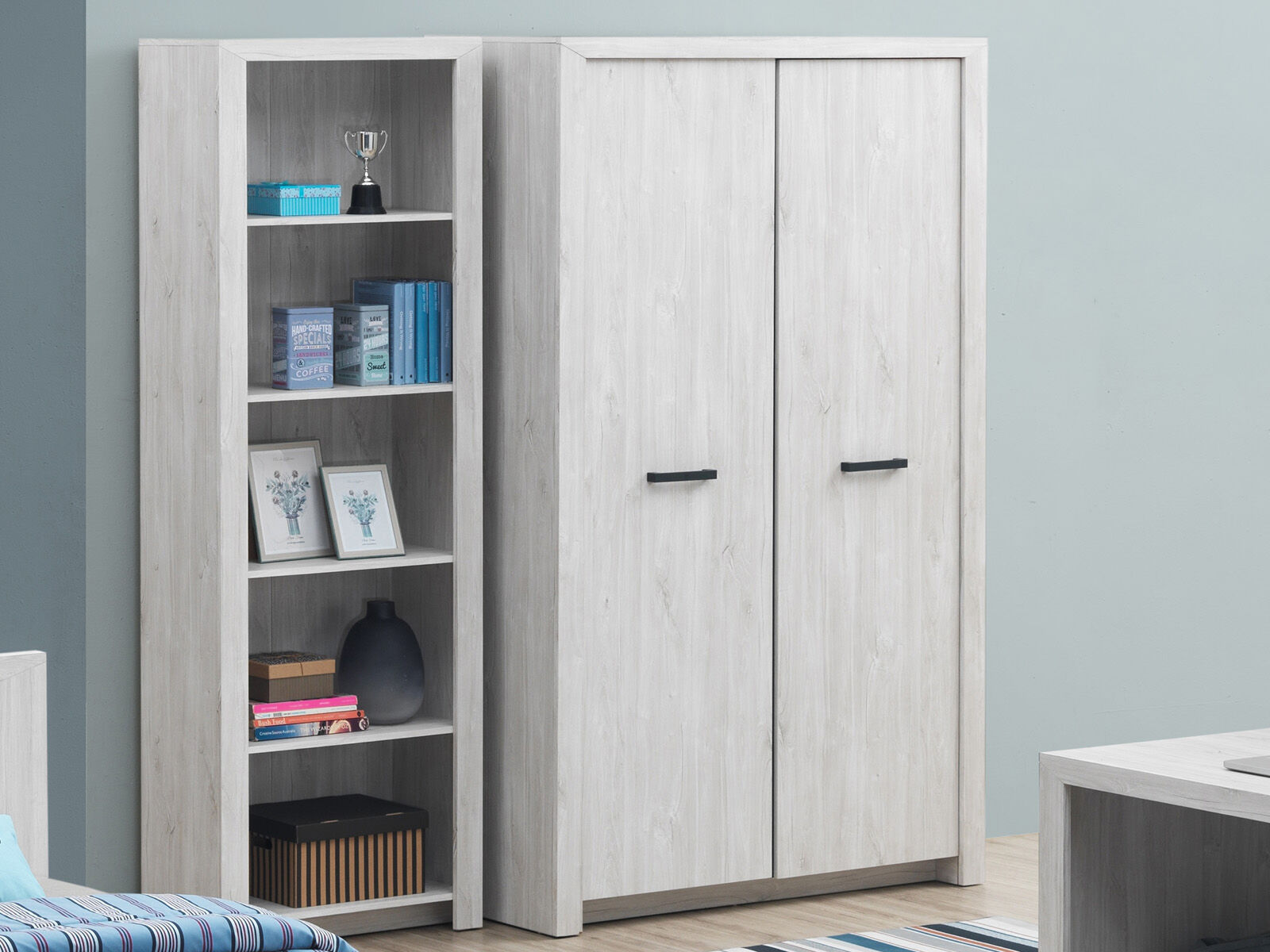 Kast ELVITALIC 2 deuren gebleekte eik