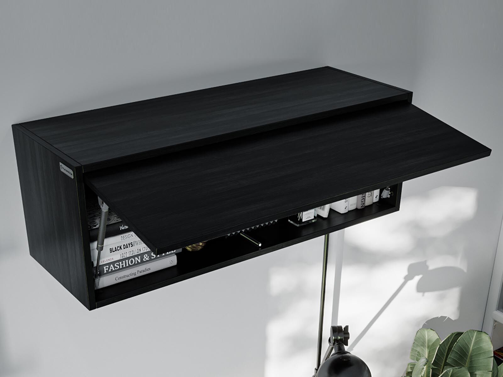 Kast BARIO 1 klapdeur eik zwart 