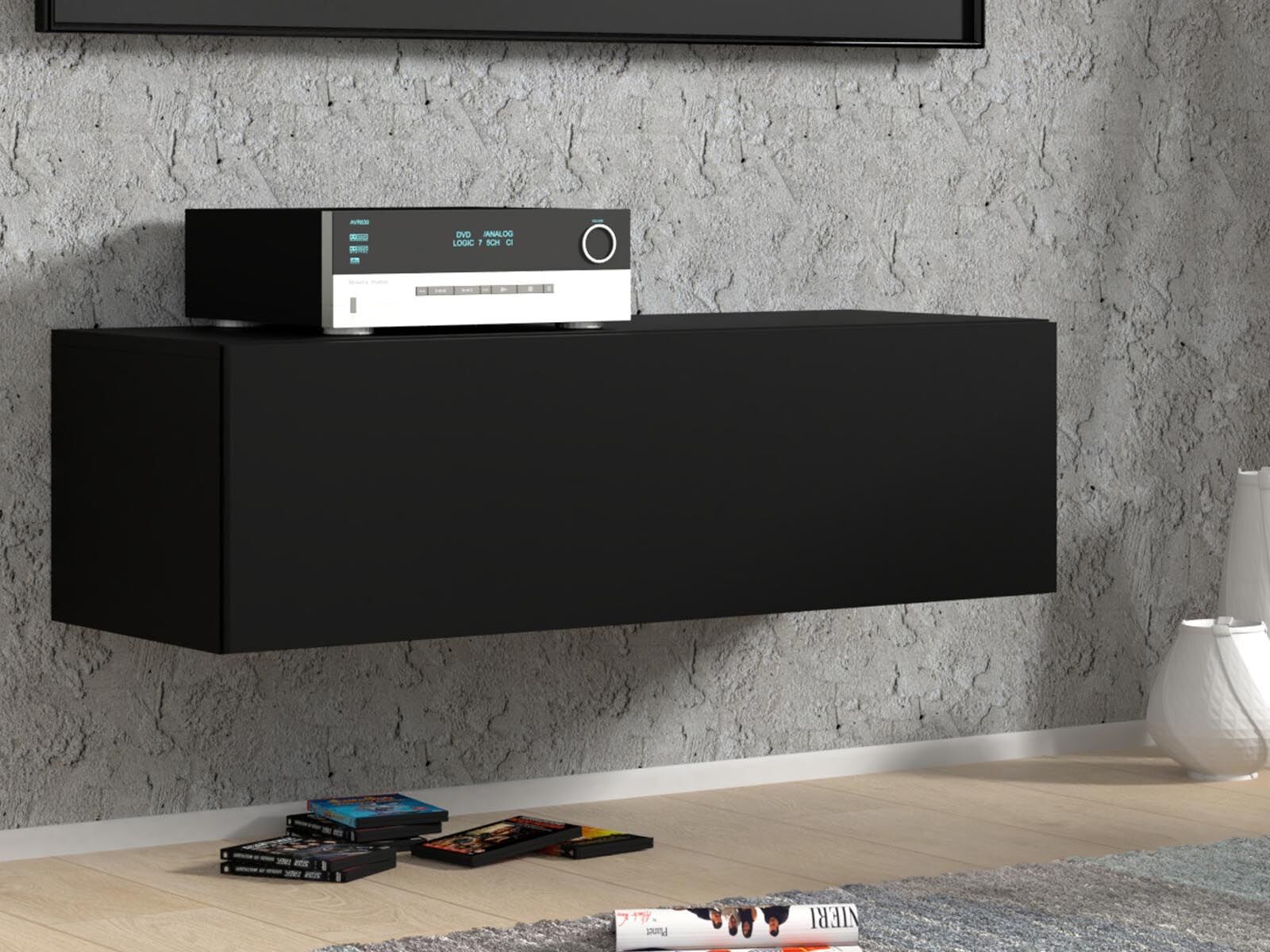 Tv-meubel BINTO 1 deur 100 cm zwart/phanton 