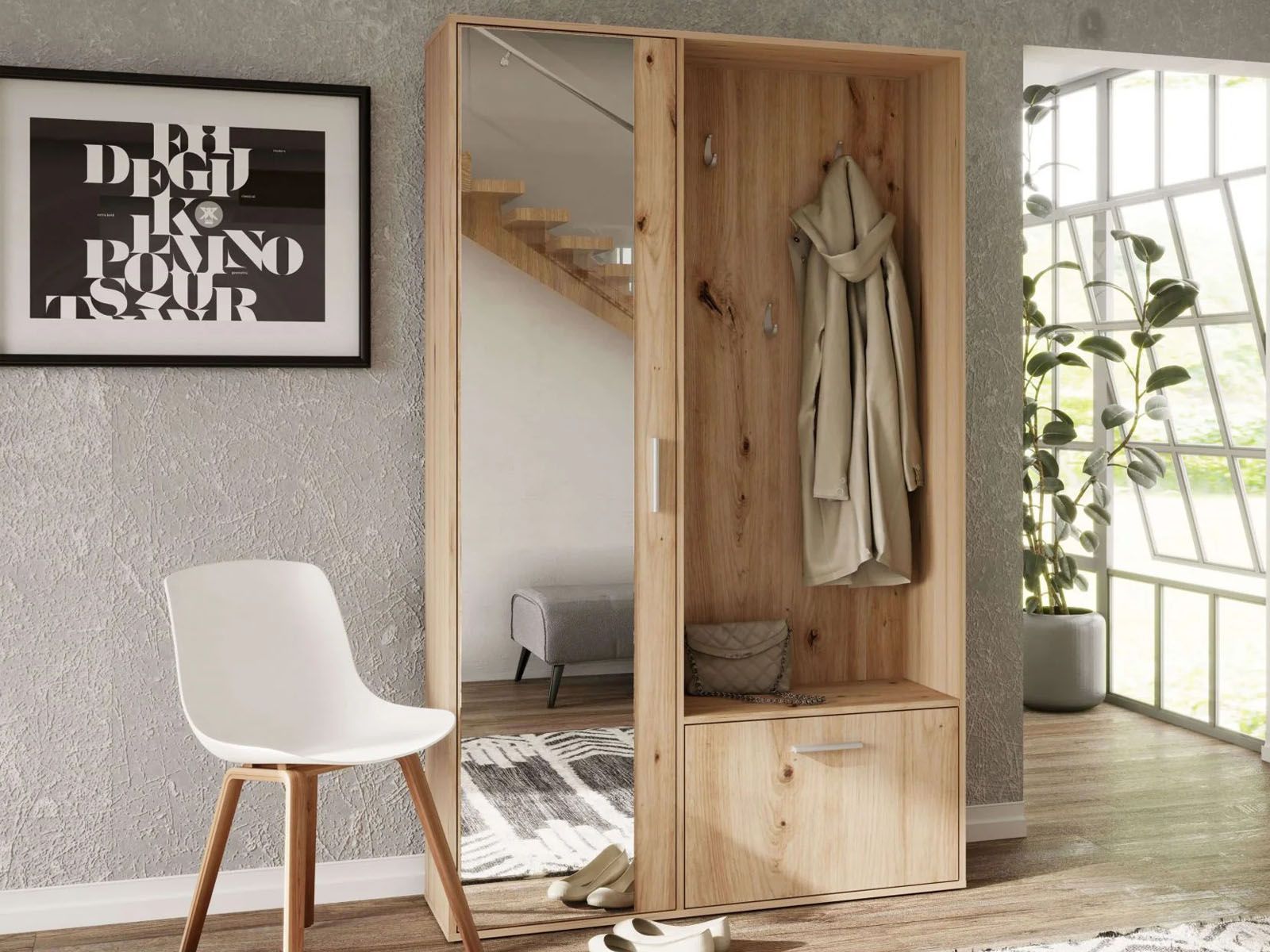 Vestiaire BISCOTE 2 deuren artisan eik 