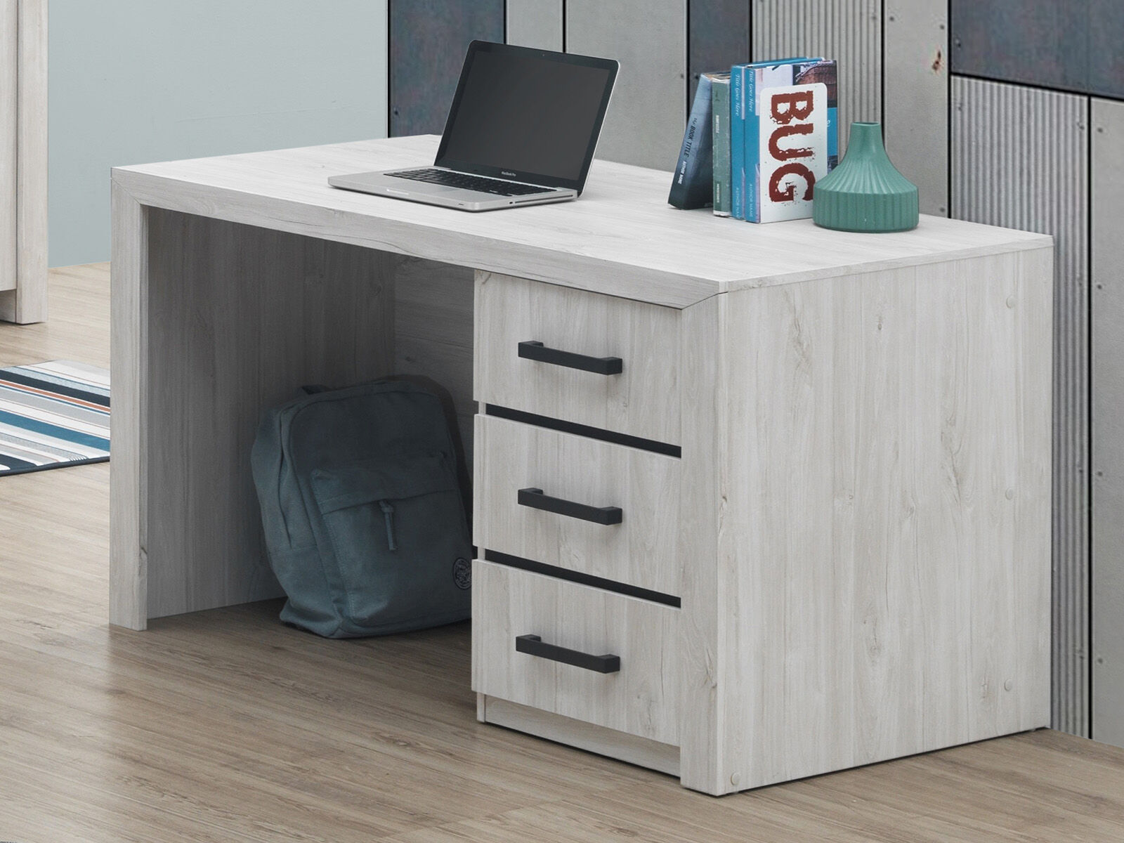 Bureau ELVITALIC 3 lades gebleekte eik 