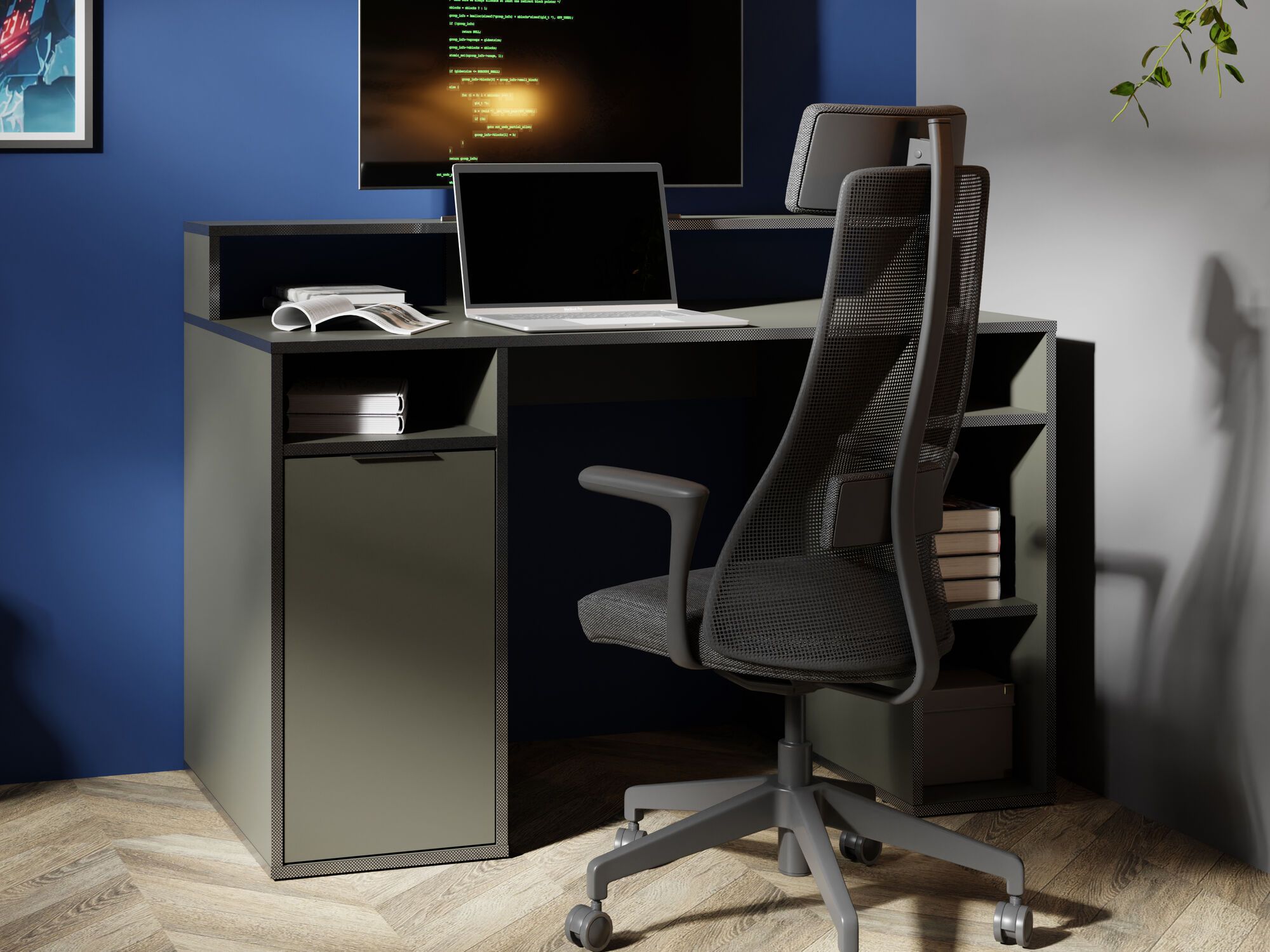 Gamebureau CARBONIX 1 deur grijs