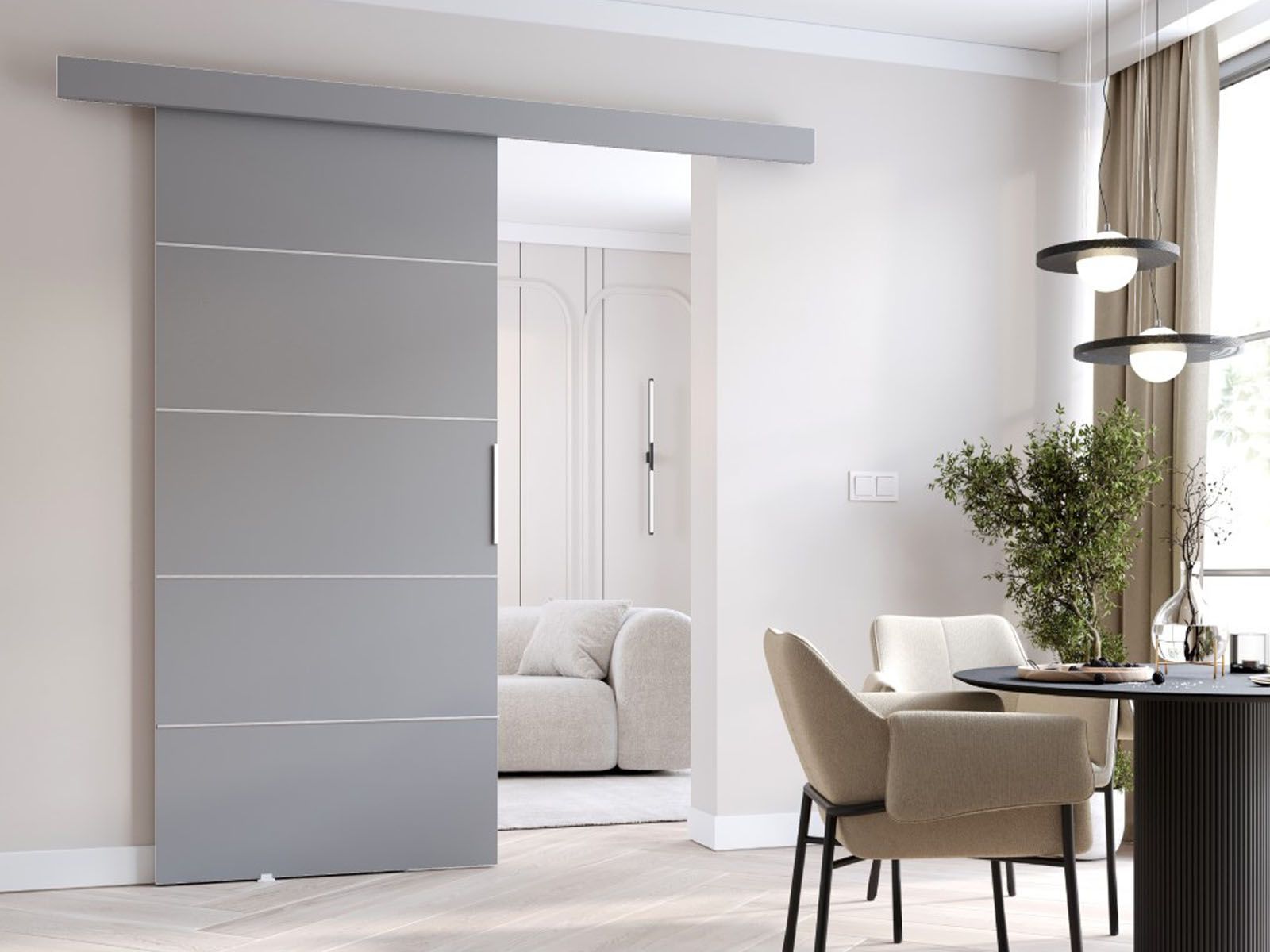 Schuifdeur CLOVIS 86 cm grijs 