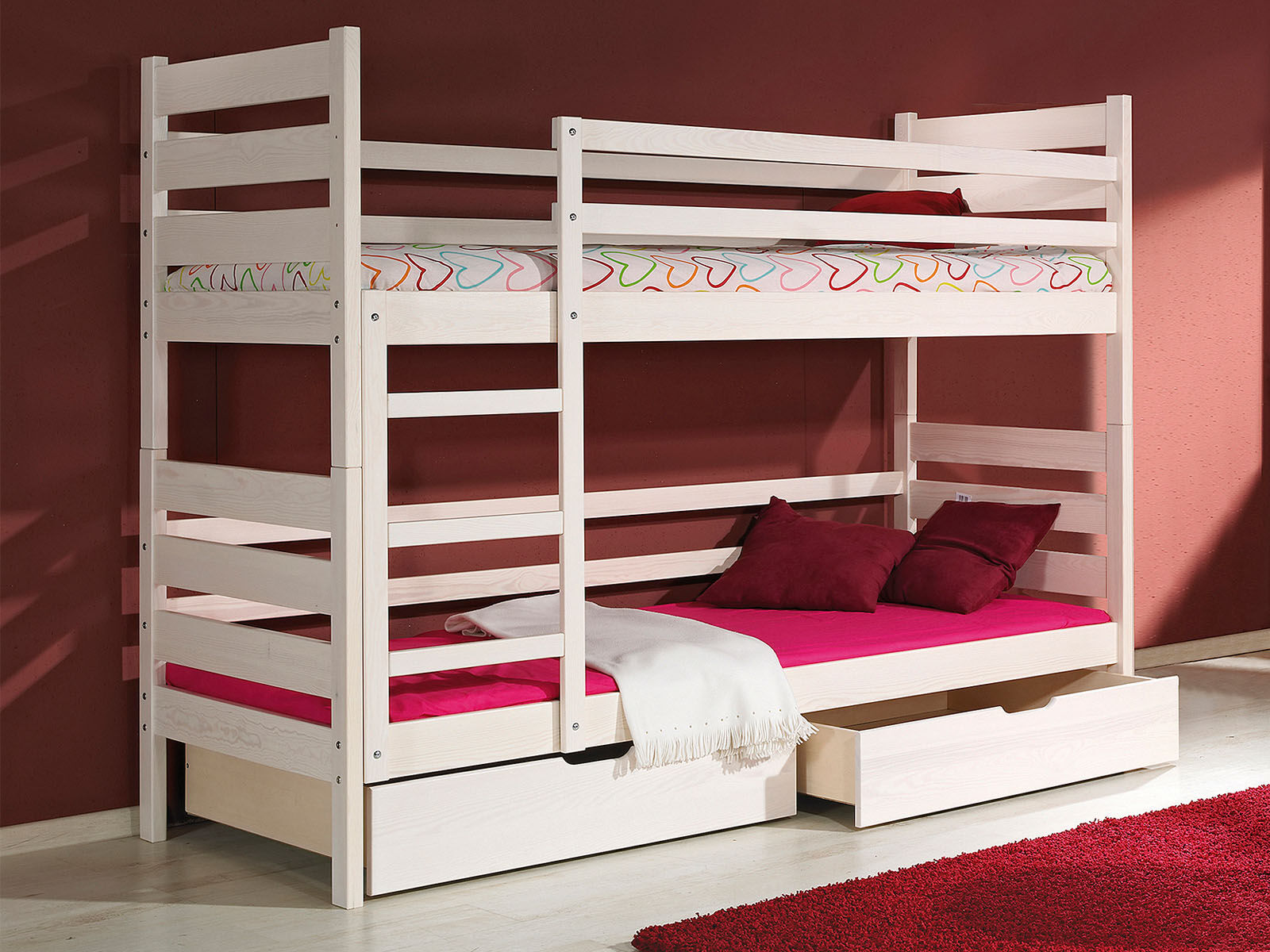 Stapelbed DANILO 80x190 cm witte pijnboom 