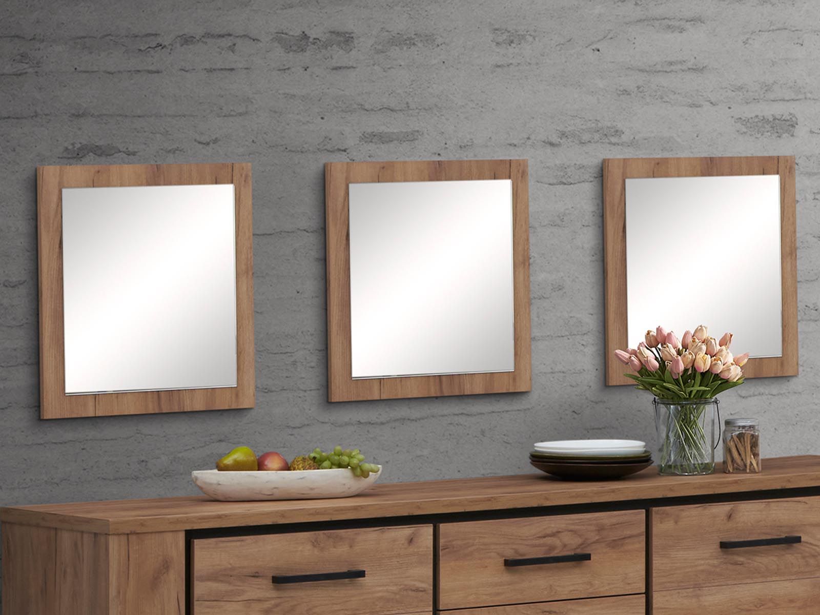 Set van 3 spiegels ELLIOT franse eik herfst