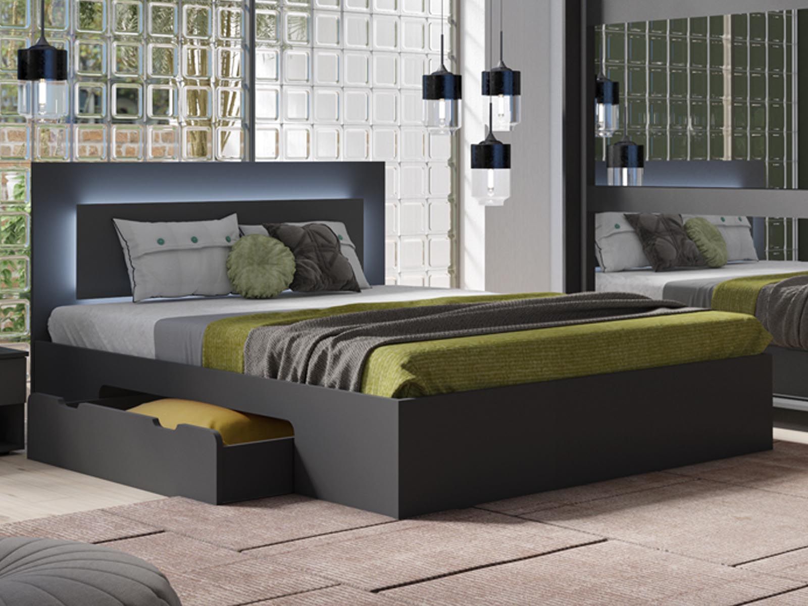Tweepersoonsbed FINOCAS 140x200 cm grafiet 
