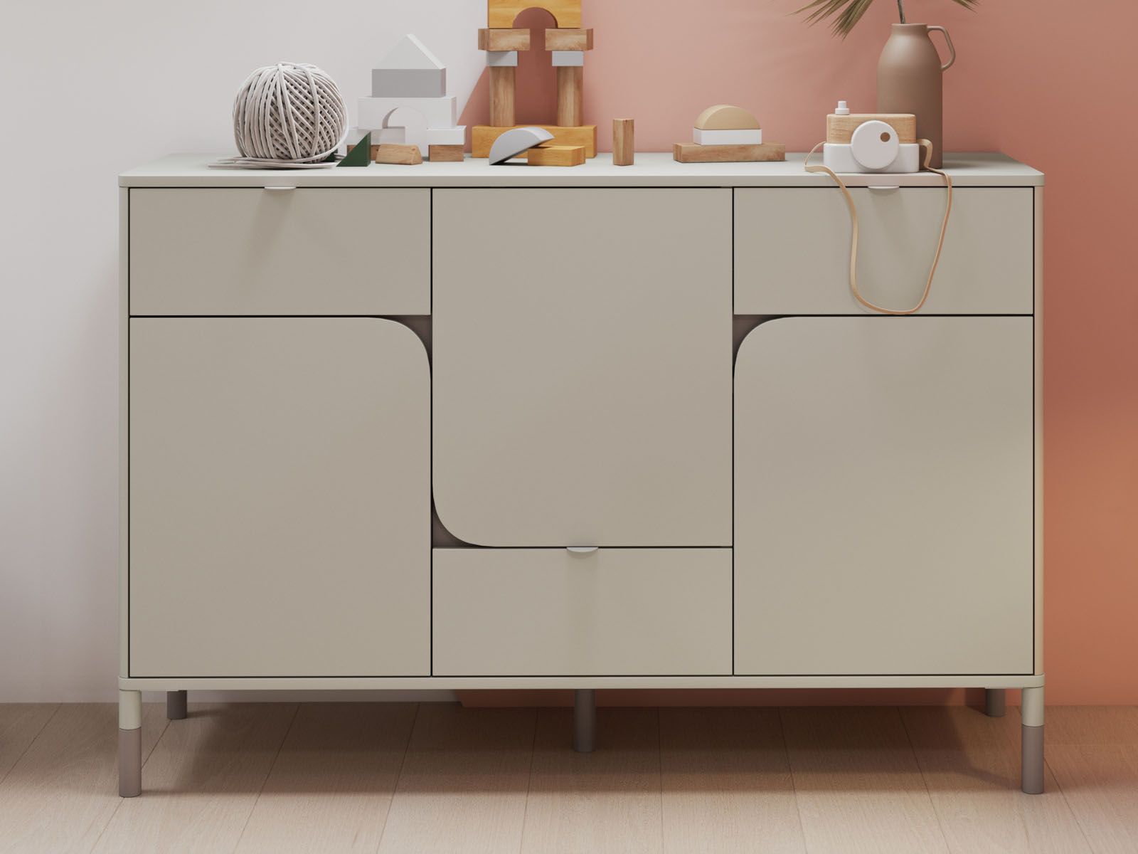 Dressoir HARMEL 3 deuren 3 lades kasjmier 