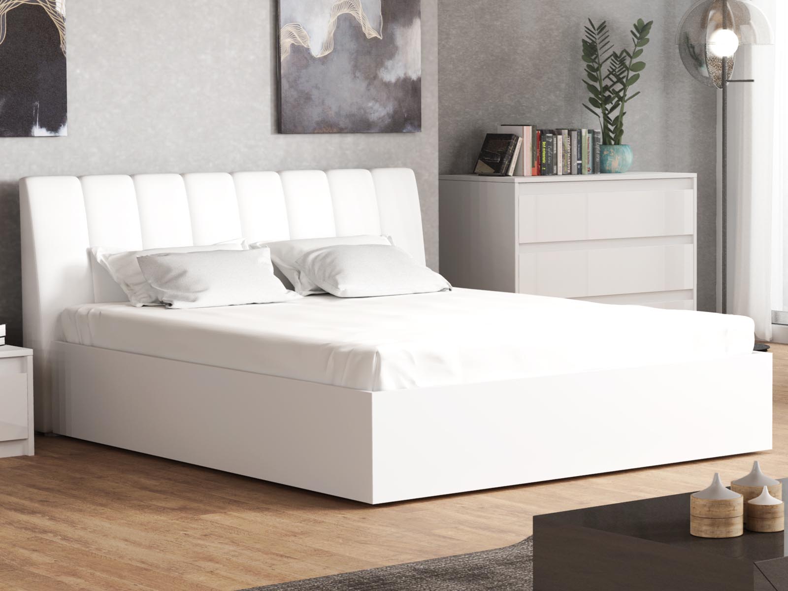 Bed met opbergruimte ITALO 180x200 cm mat wit