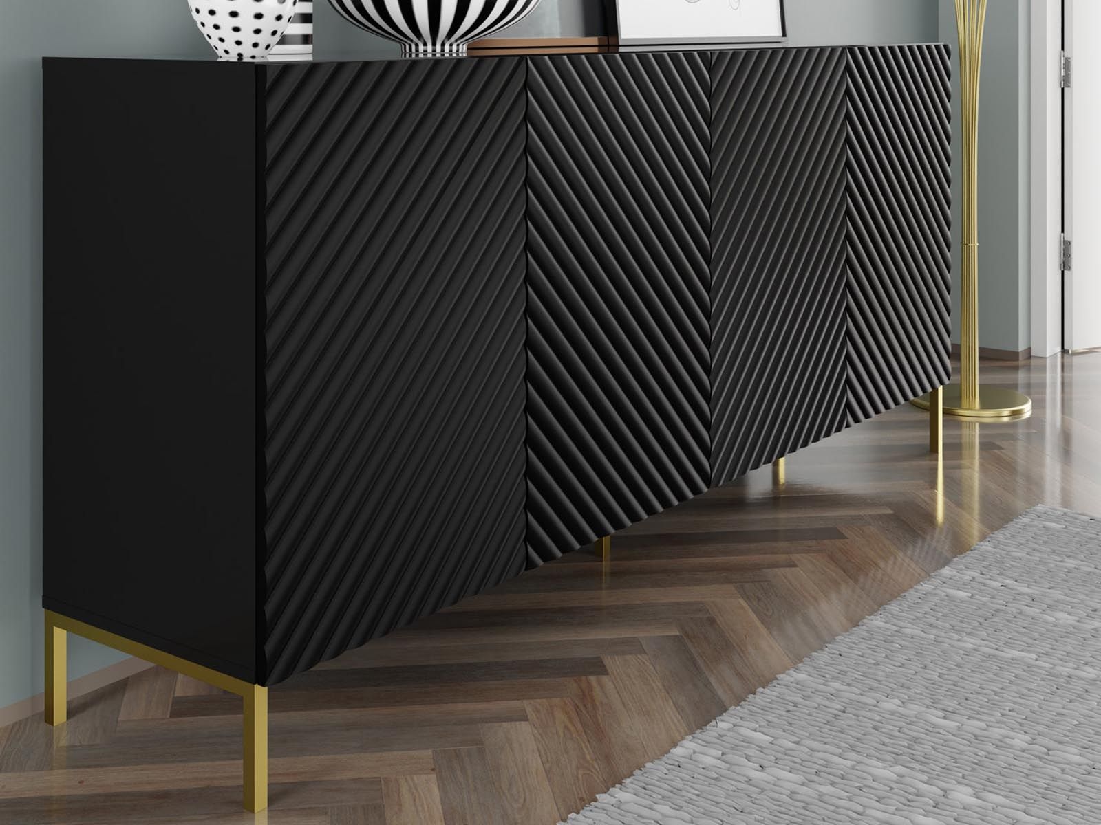 Dressoir SURAFU 4 deuren zwart