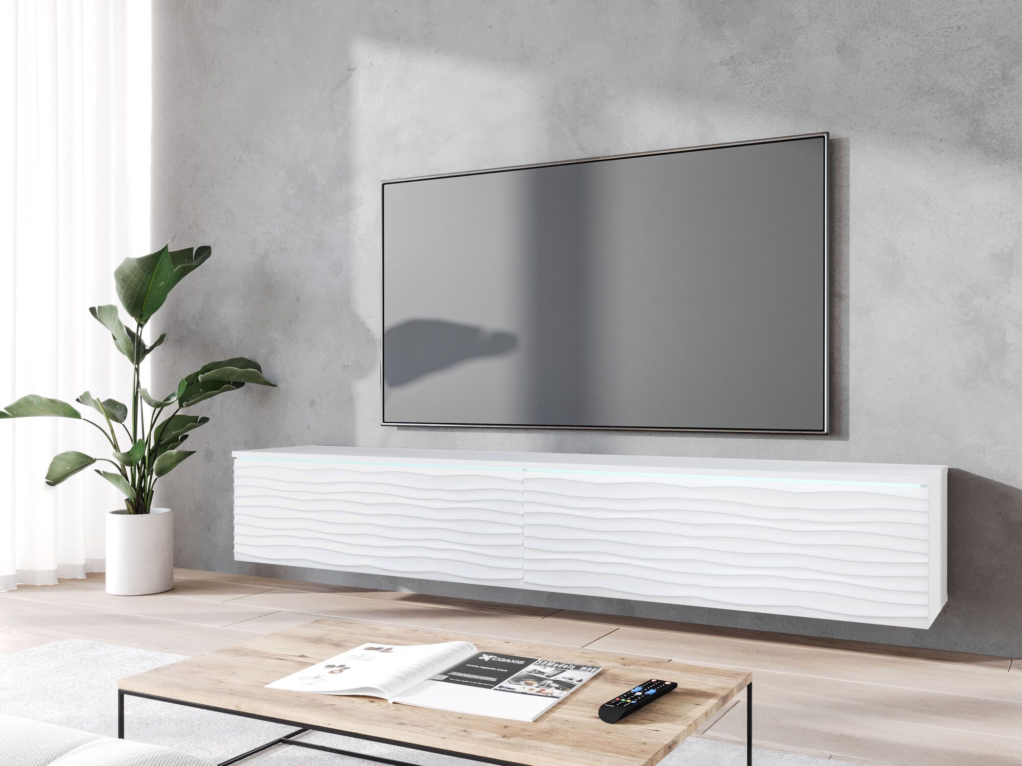 Tv-meubel DONATIEN 2 klapdeuren 180 cm wit