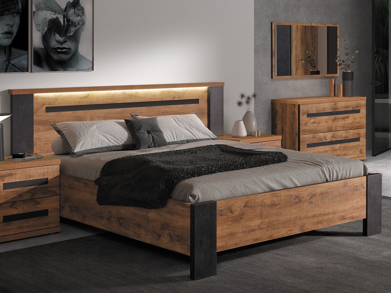 Bed PAULETTE 180x190 cm tropix hout