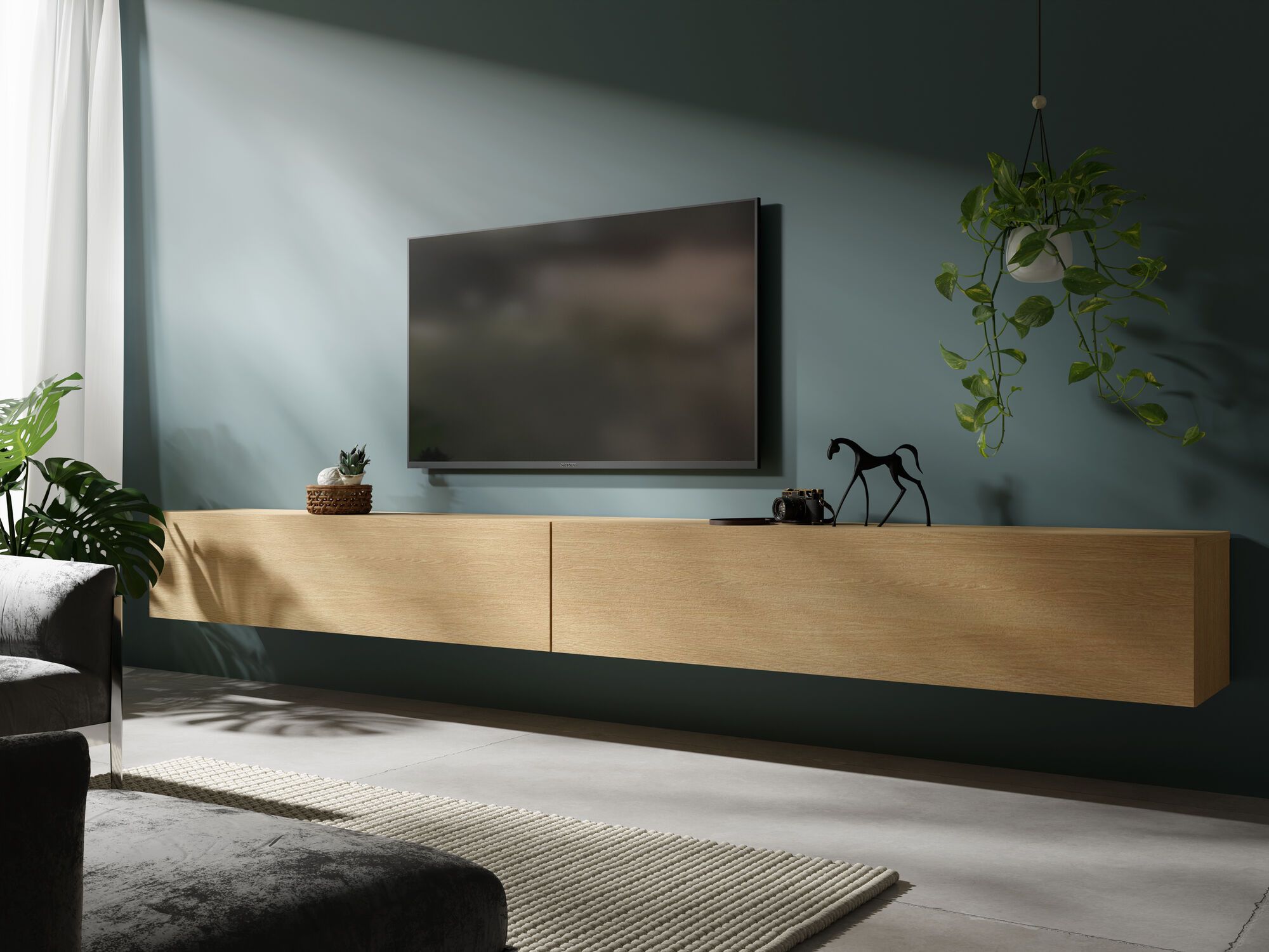 Tv-meubel KINGSTON 2 klapdeuren 280 cm eik