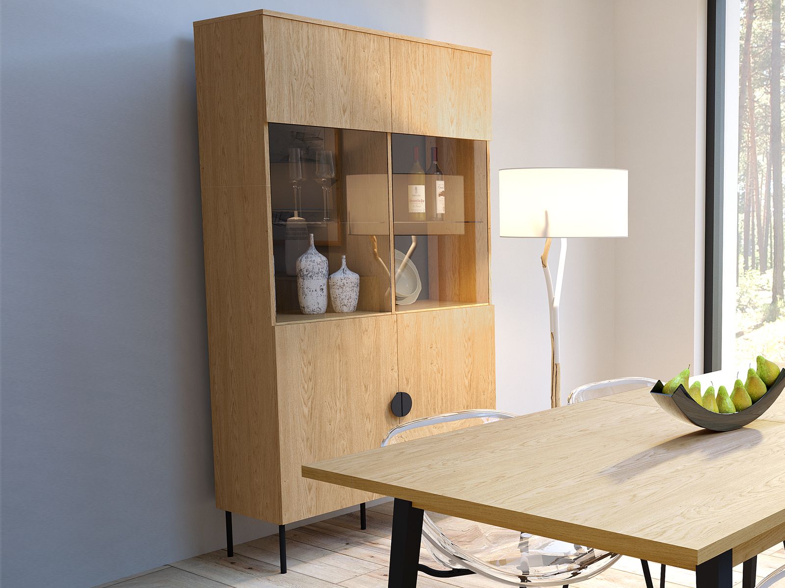 Vitrinekast MONDIE 2 deuren baltische eik
