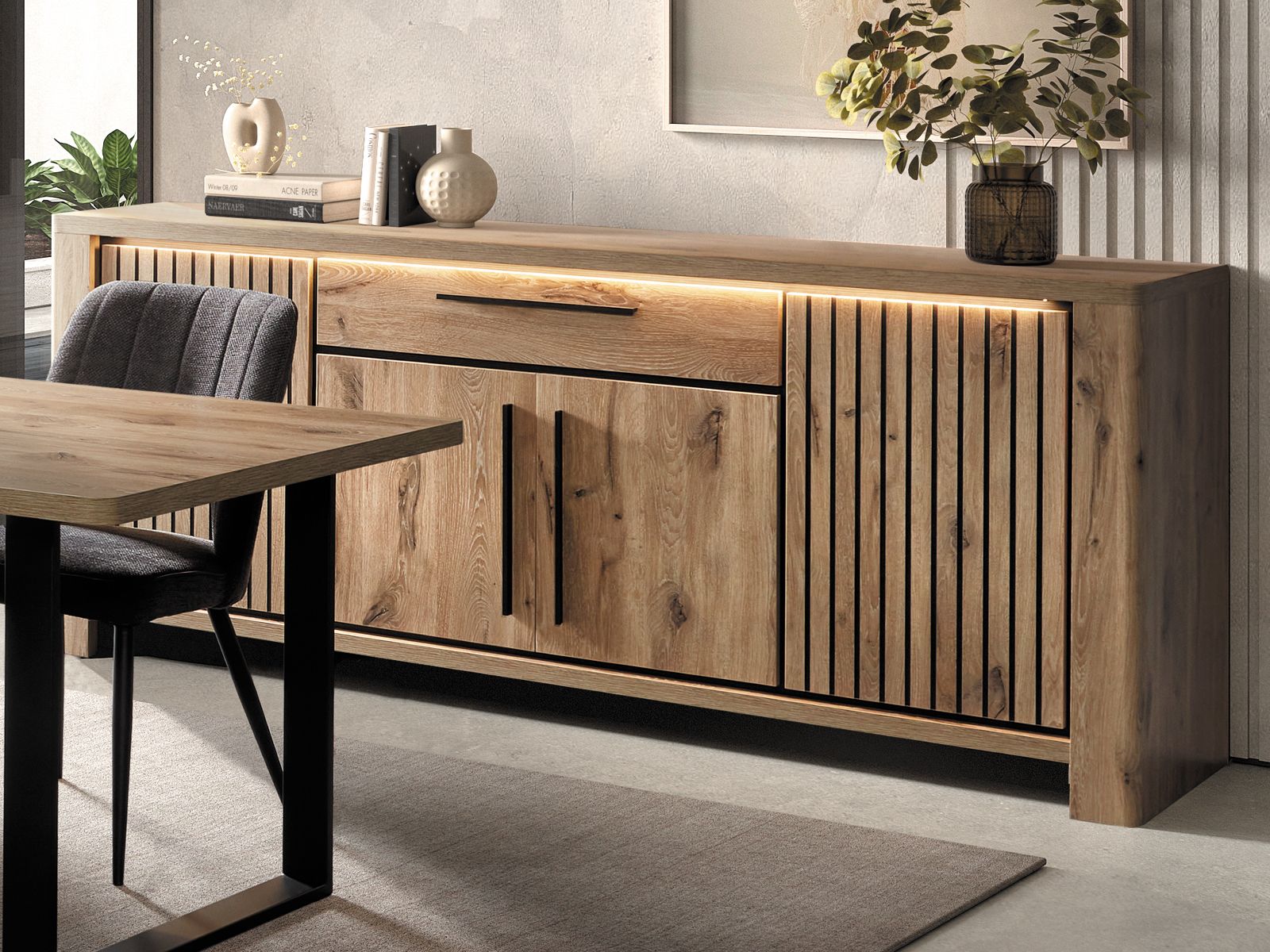 Dressoir SANDRA 4 deuren 1 lade canyon eik 