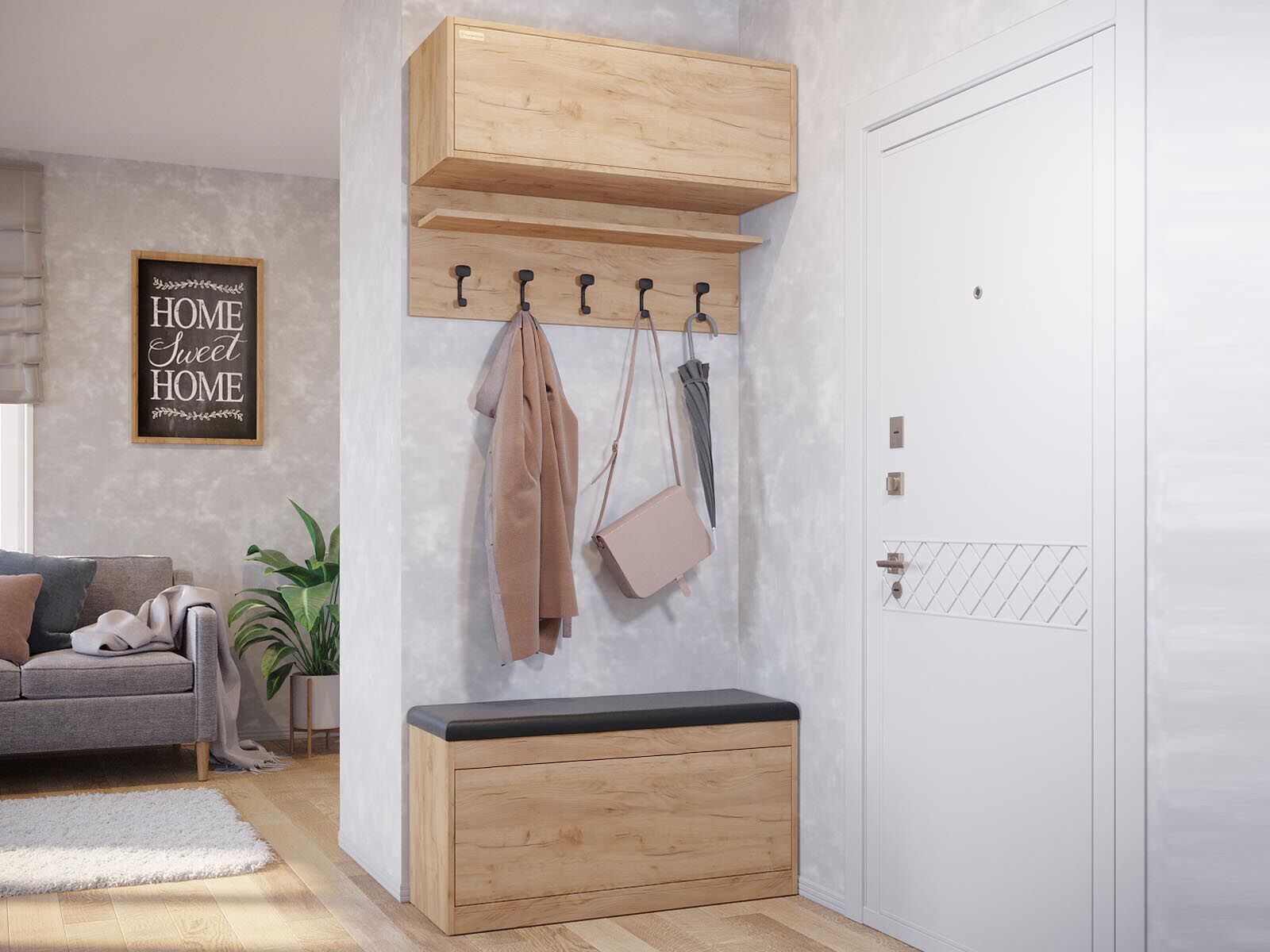 Vestiaire BALI DELUXE 1 klapdeur gouden eik