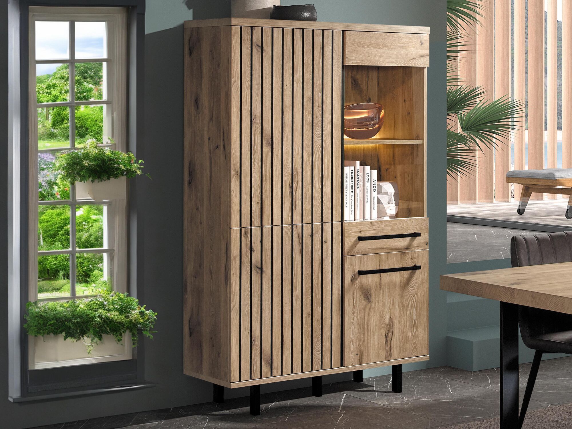 Vitrinekast TIMANFAYA 4 deuren canyon eik 