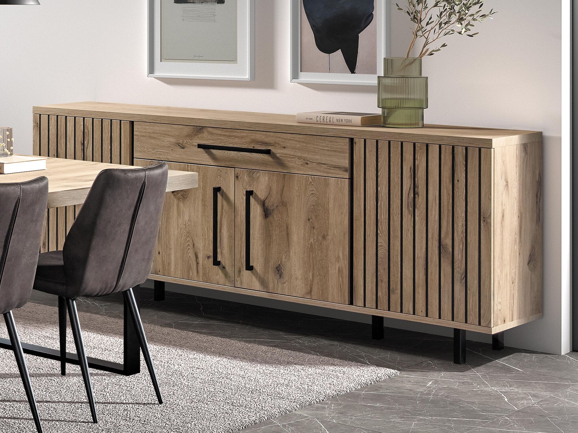 Dressoir TIMANFAYA 4 deuren 1 lade canyon eik 