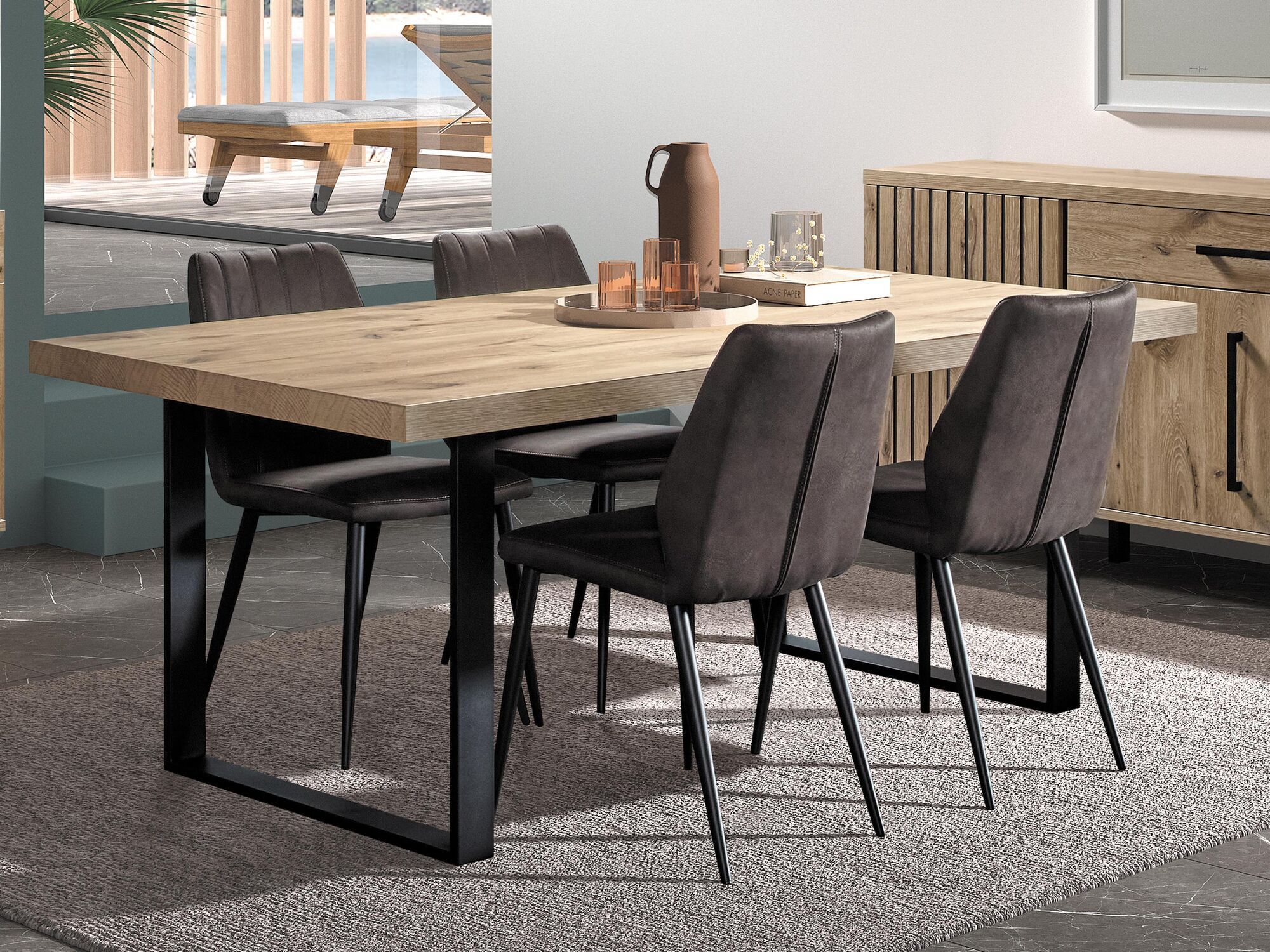 Rechthoekige eettafel TIMANFAYA 230 cm canyon eik 