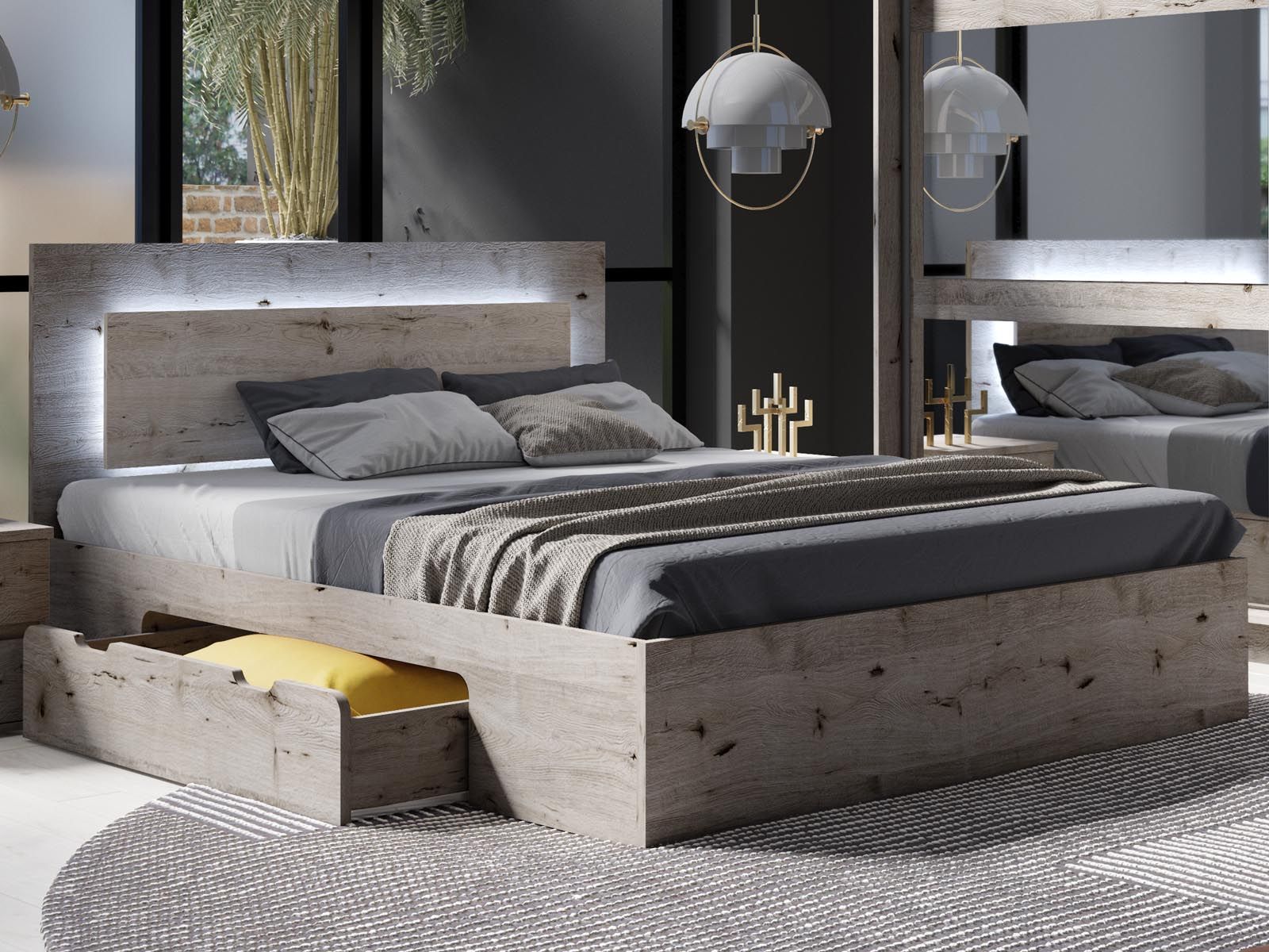 Tweepersoonsbed TORAS 180x200 cm wellington eik 