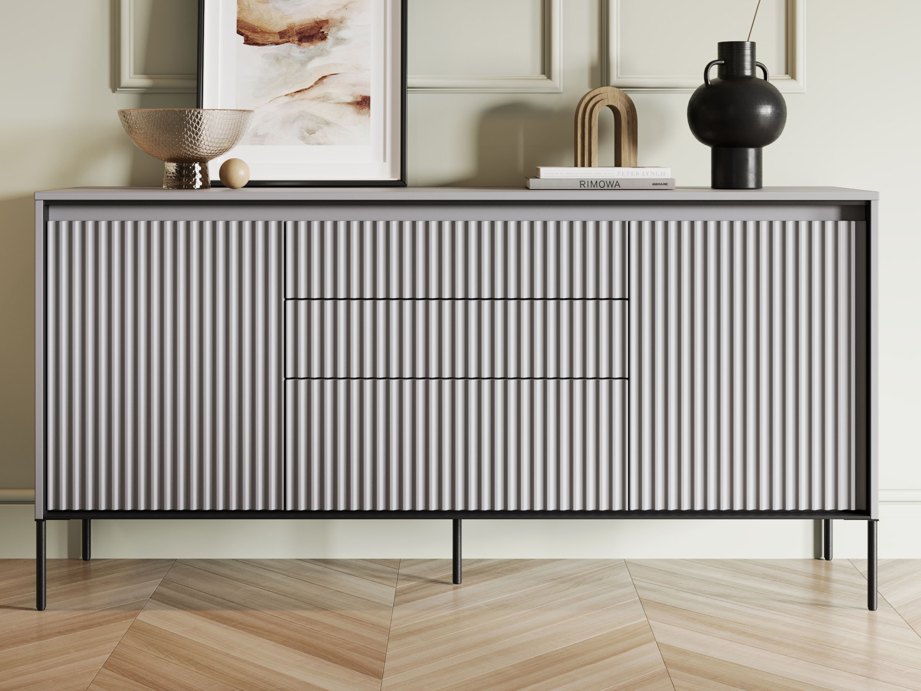 Dressoir TRAINING 2 deurenh 3 lades grijs 