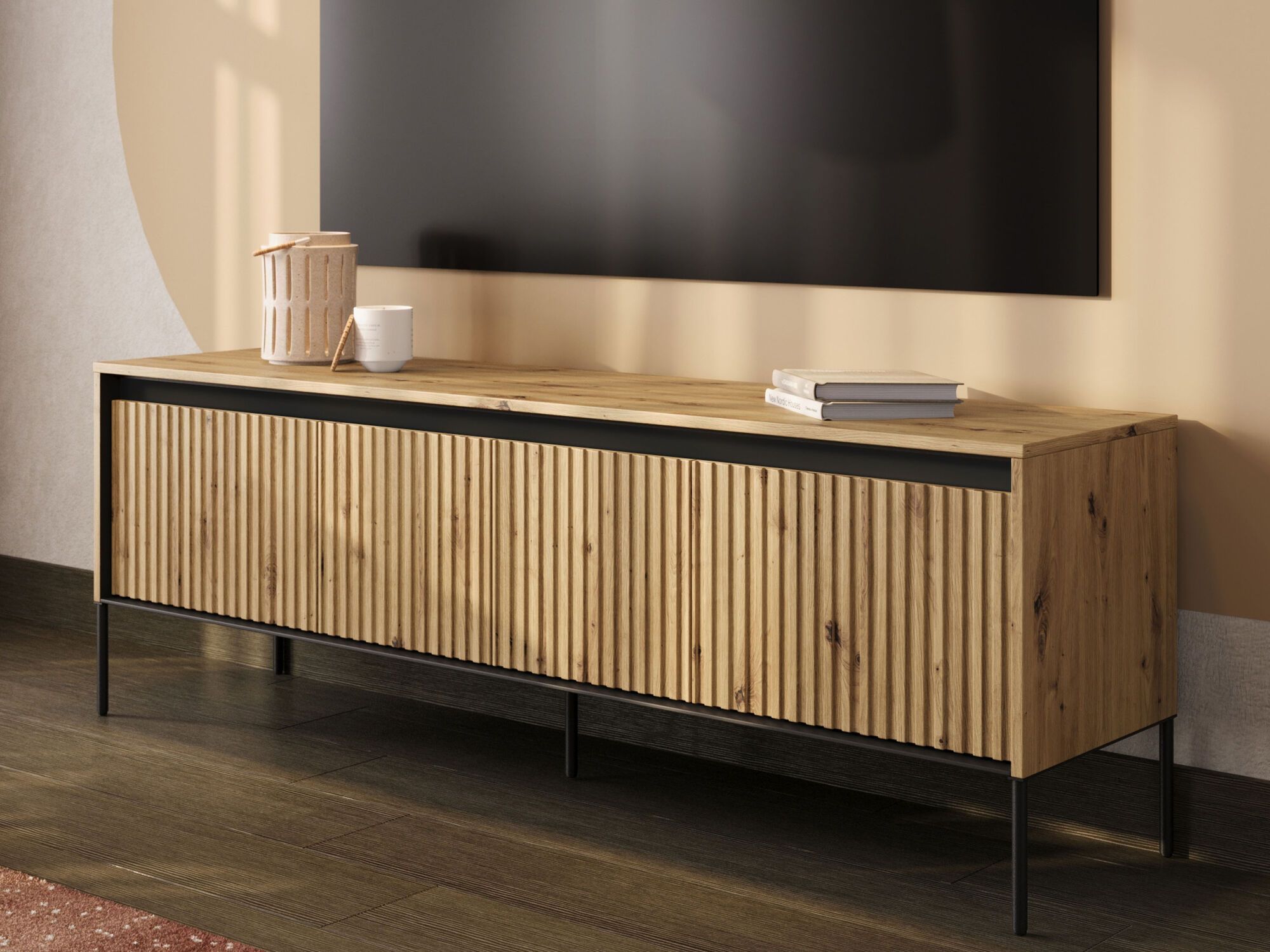 Tv-meubel TRAINING 4 deuren 166 cm artisan eik 