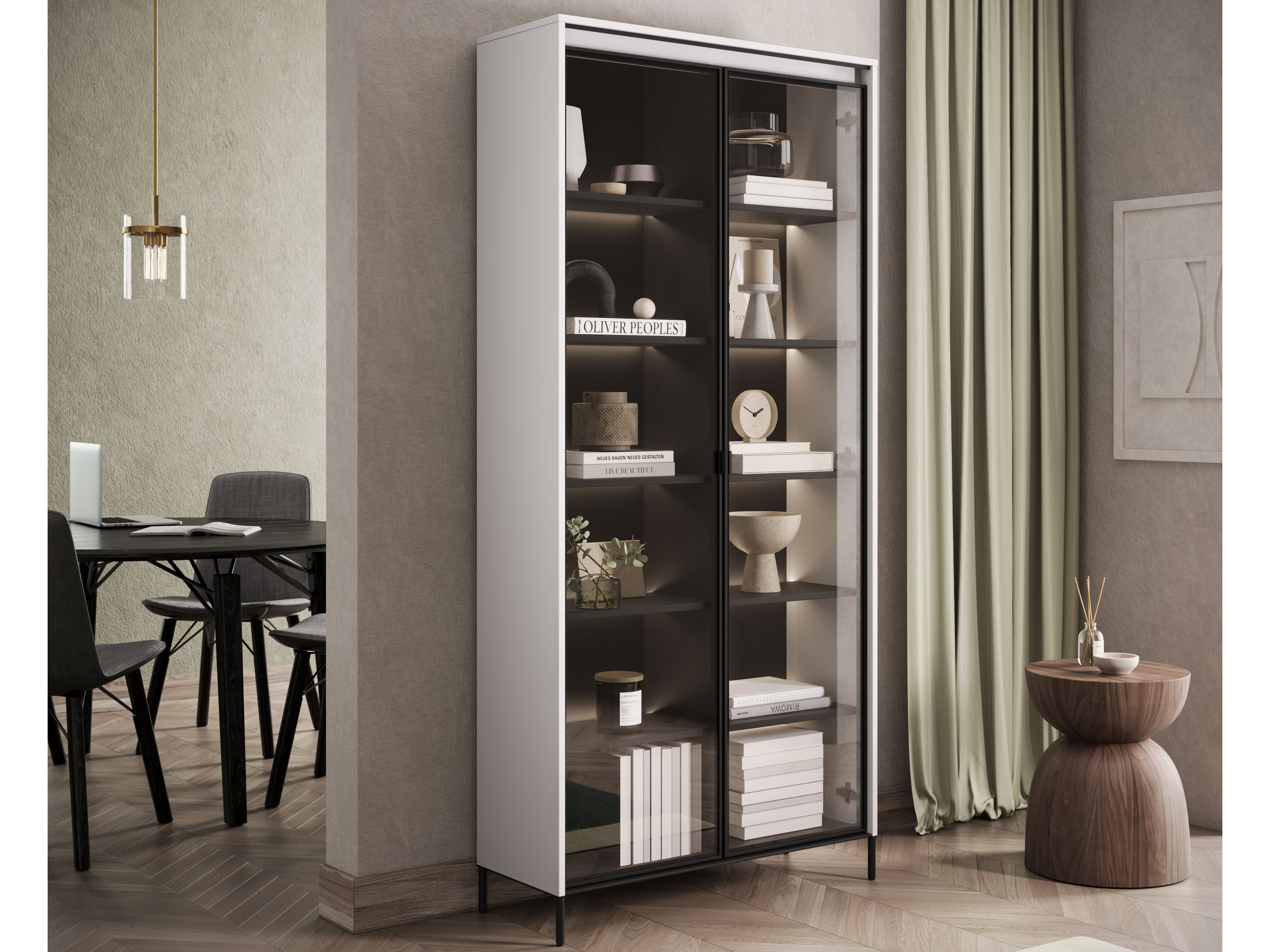 Vitrinekast TRAINING 2 deuren wit met led 