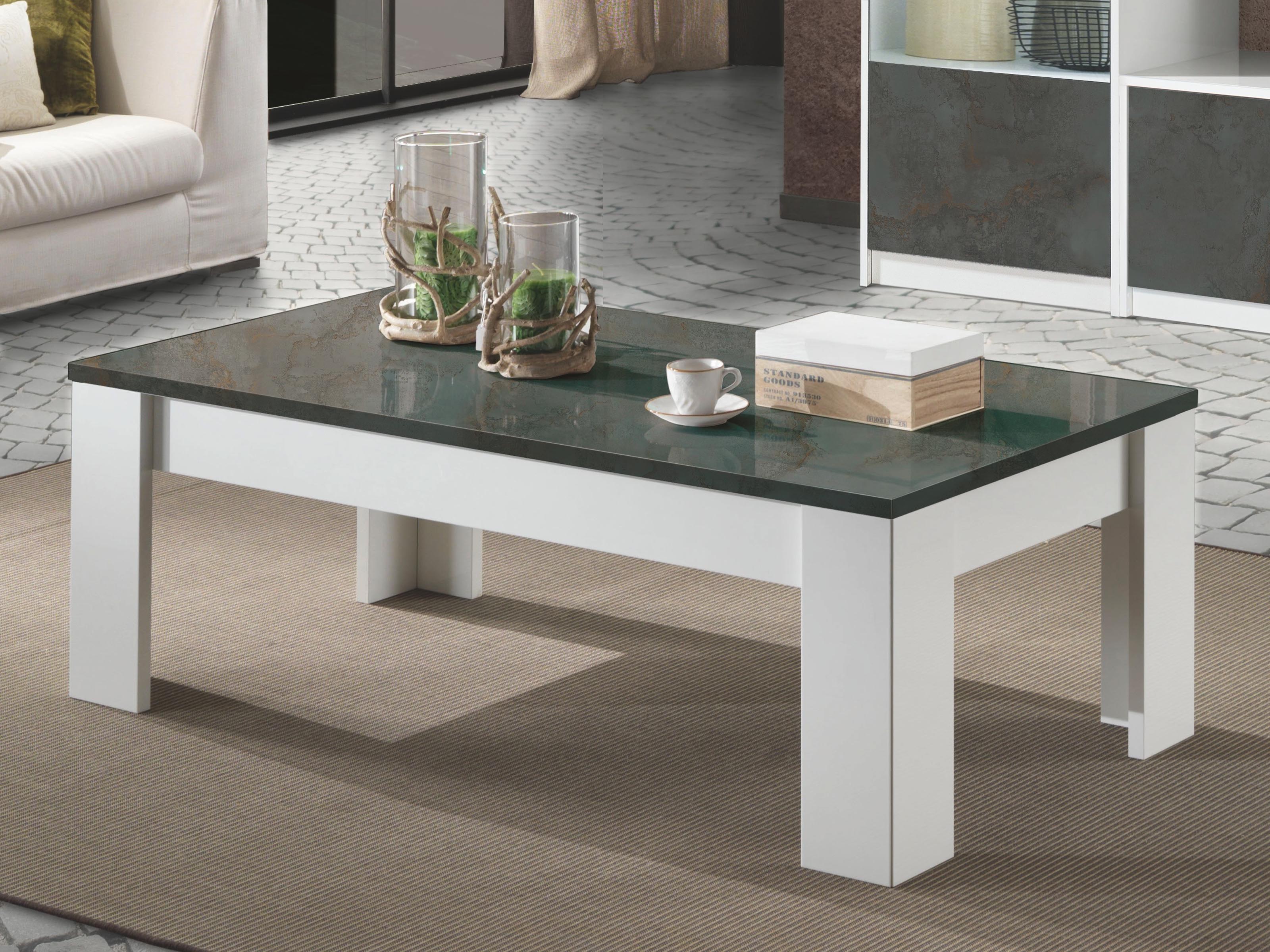 Rechthoekige salontafel GIARDINO 126 cm wit/grafiet 