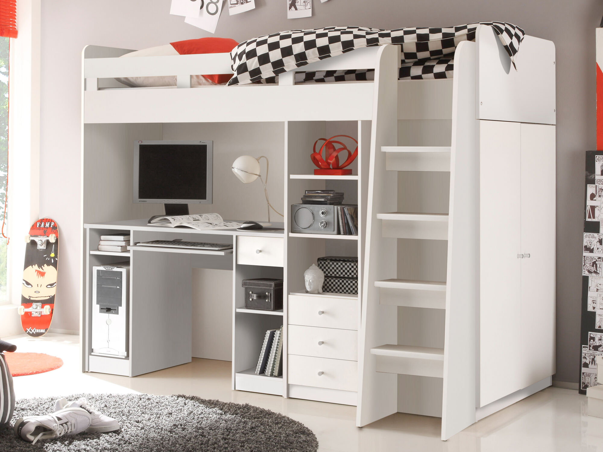 Gecombineerd bed UDINESE 90x200 cm wit 