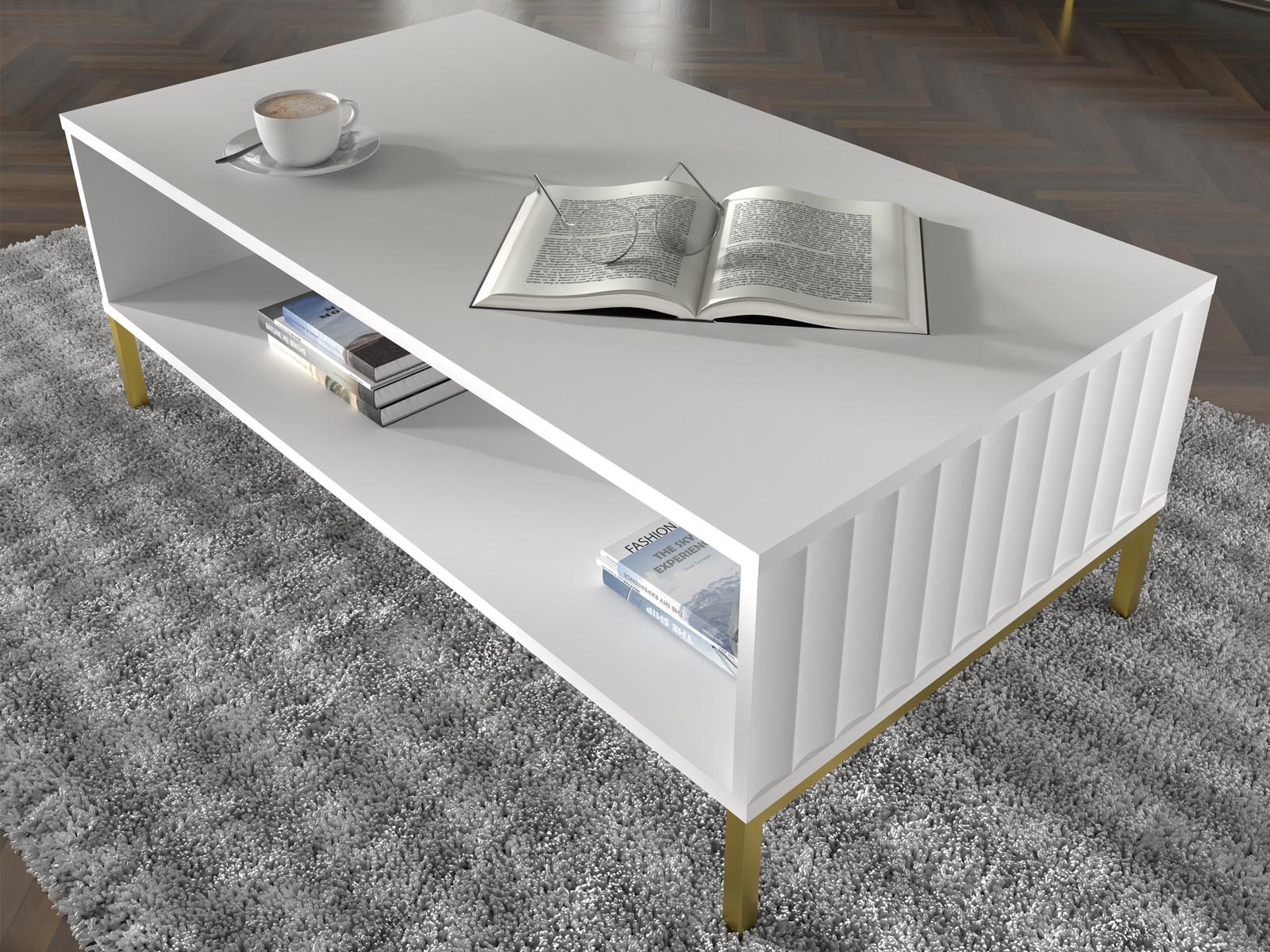 Rechthoekige salontafel WAVOS 90 cm wit 