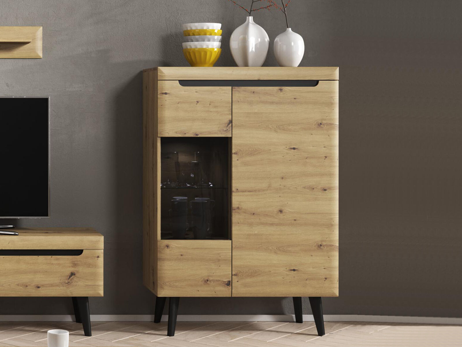 Kast NORDO 2 deuren artisan eik met leds 