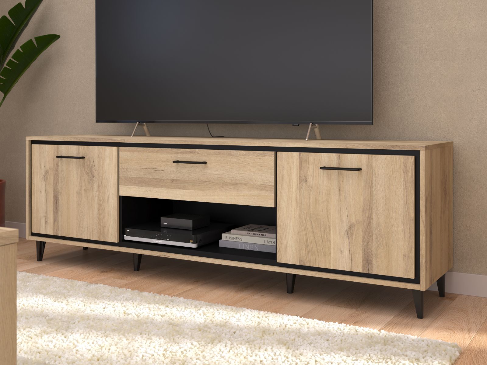 Mobistoxx Tv-meubel OSTEO 2 deuren 1 lade kronberg eik/zwart