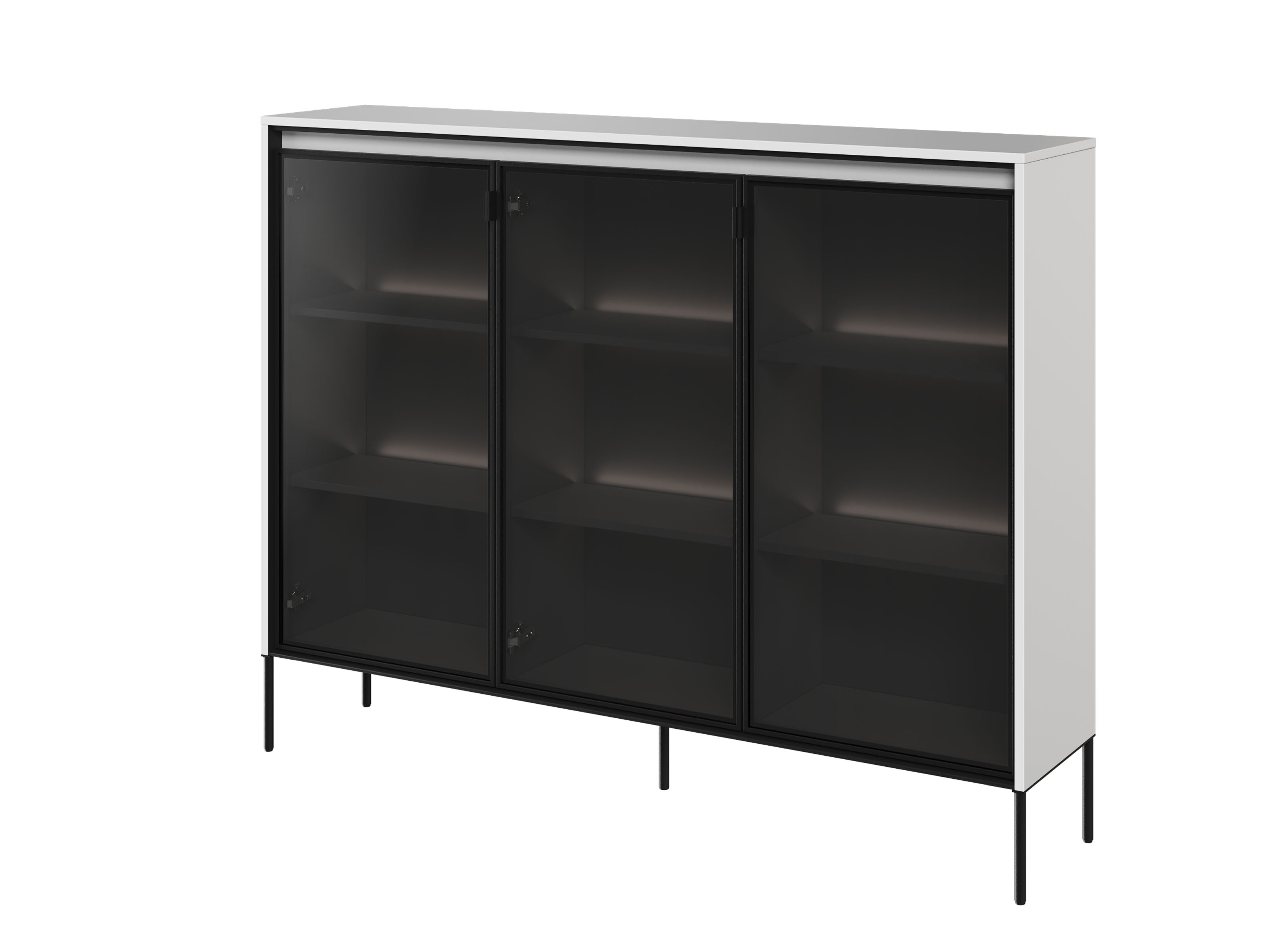 Vitrinekast TRAINING 3 deuren wit met led 