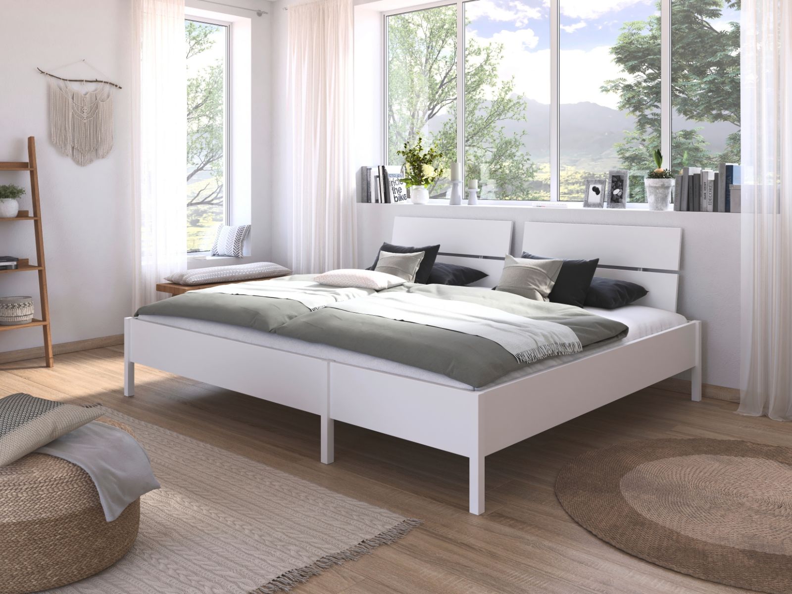 Familiebed DOMUS 240x200 cm alpine wit met hoofdeinde 